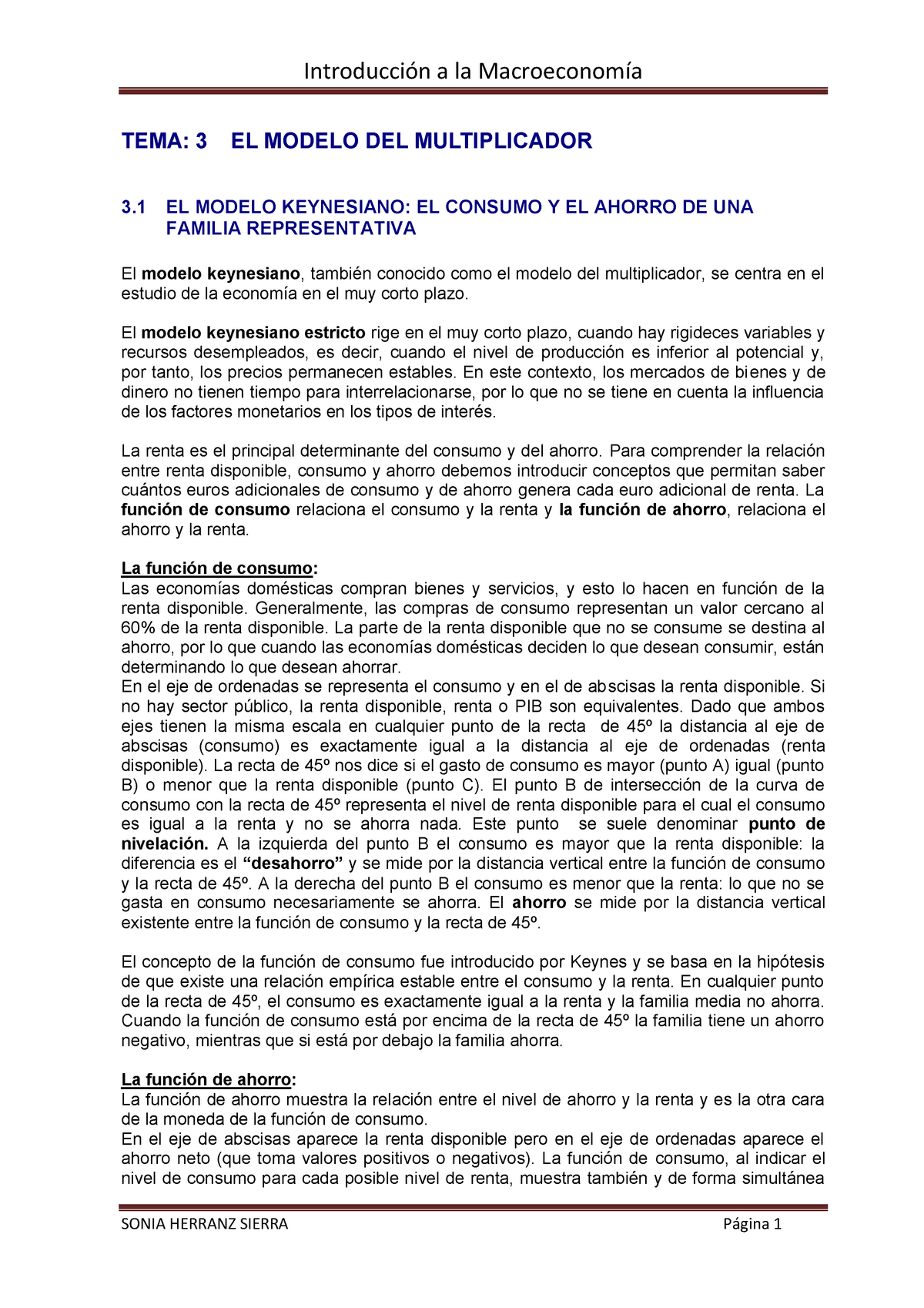Tema 3 El Modelo del Multiplicador - Introducción a la Macroeconomía TEMA:  3 3 EL MODELO DEL - Studocu
