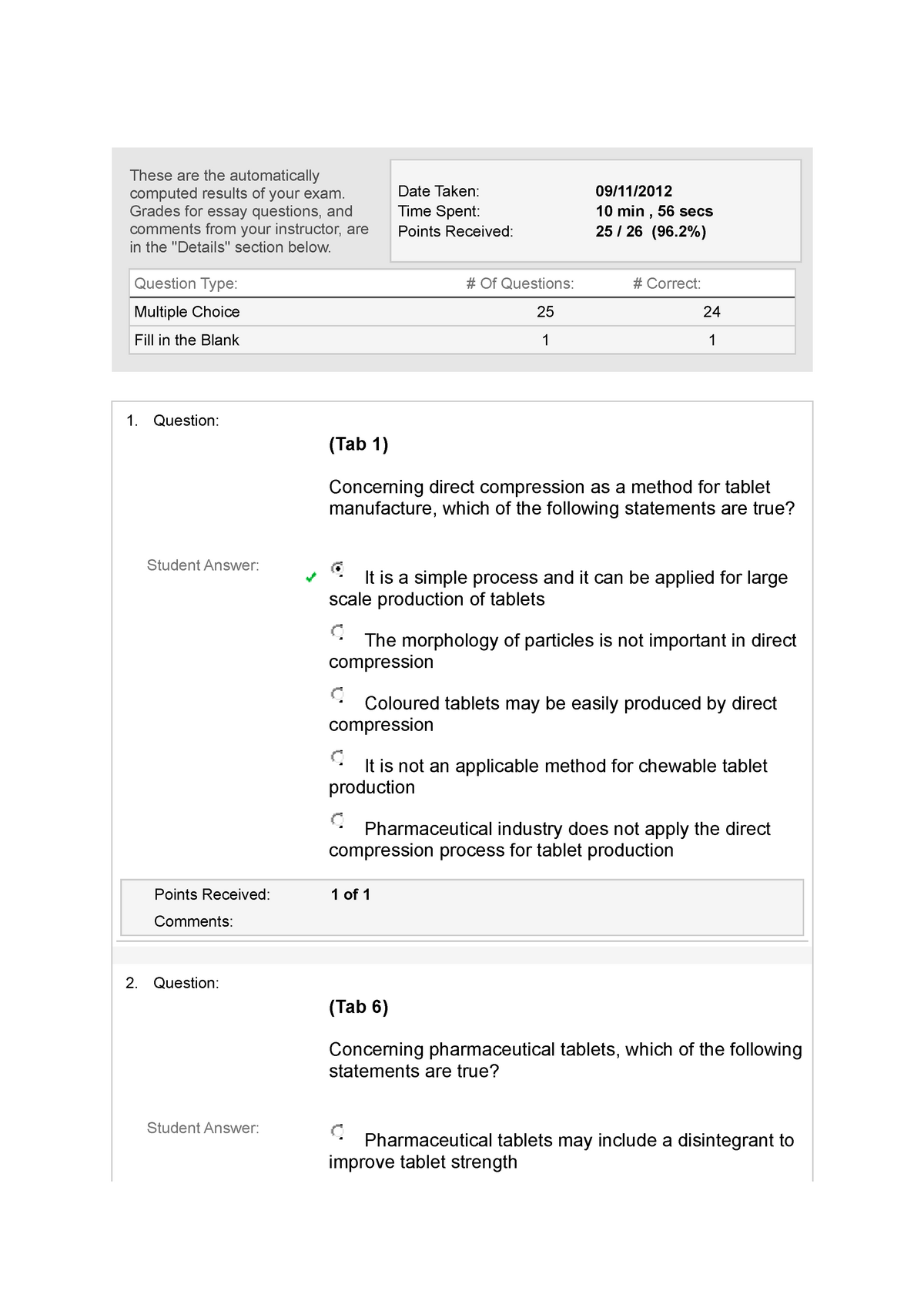 Exam November 2018, Questions And Answers - Grading Summary These Are 