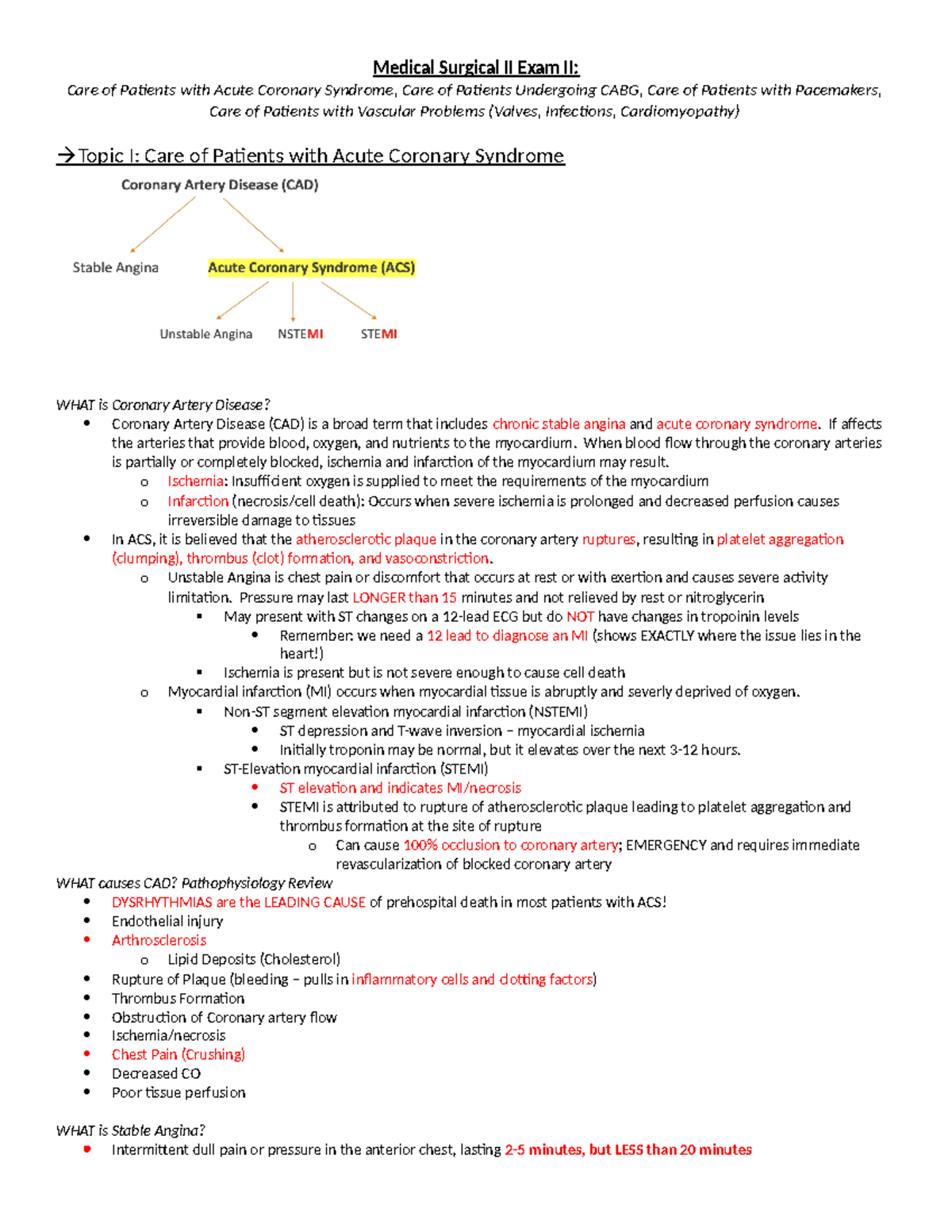 Medical Surgical II Exam II Study Guide - Medical Surgical II Exam II ...