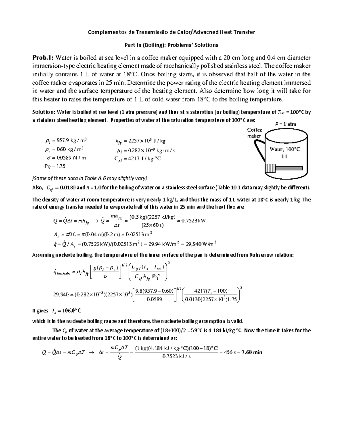 Soluções dos problemas de Boiling I - Complementos de Transmissão de ...