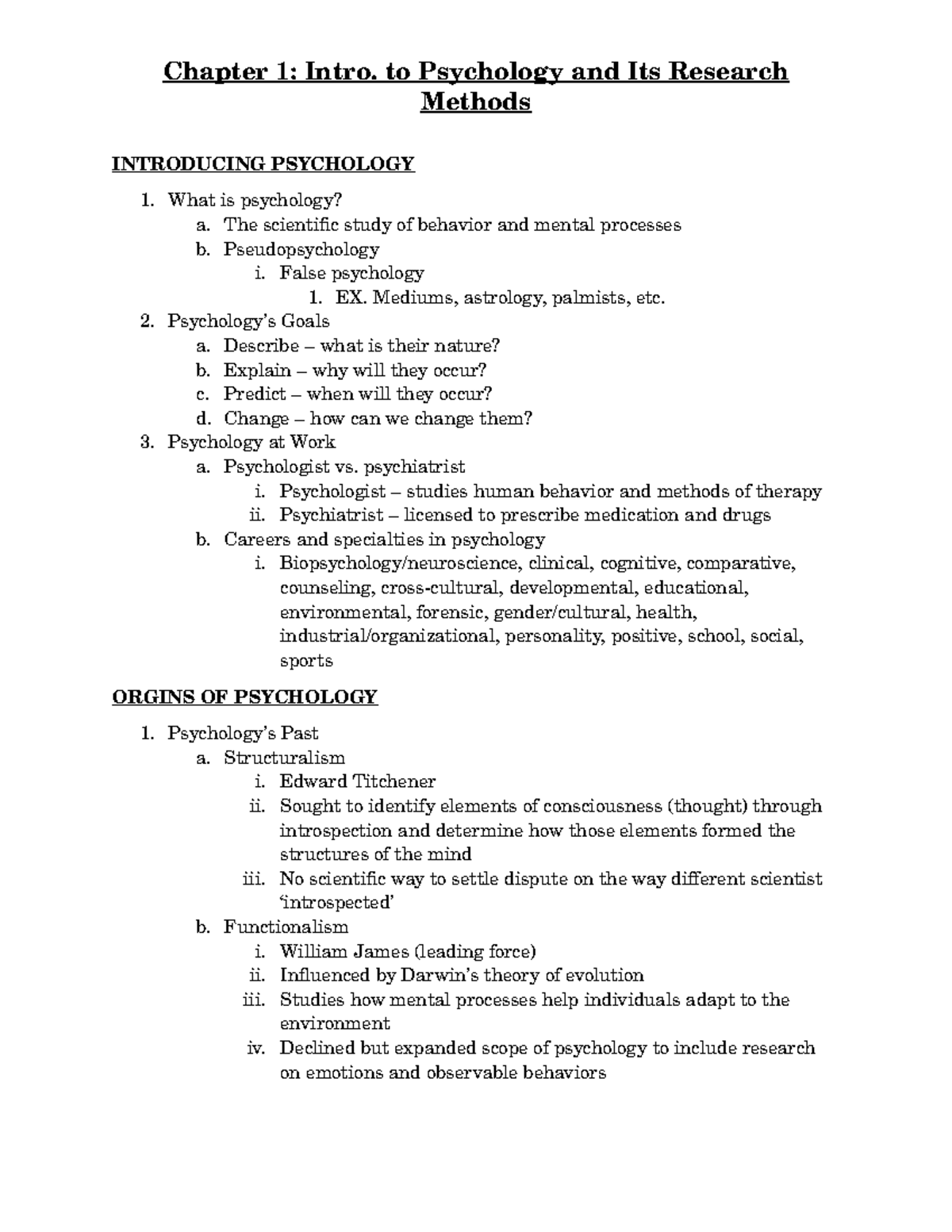 research methods in psychology chapter 1 quizlet