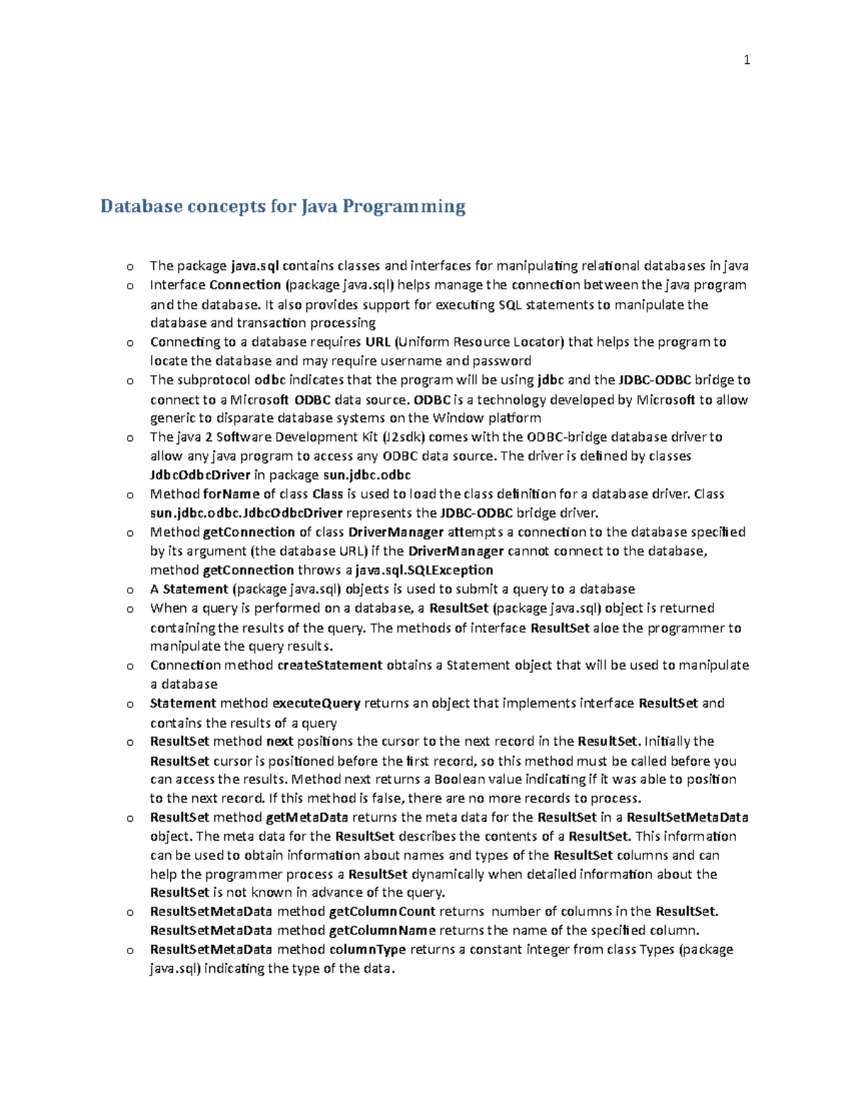 Database Creation using java - Database concepts for Java Programming o ...