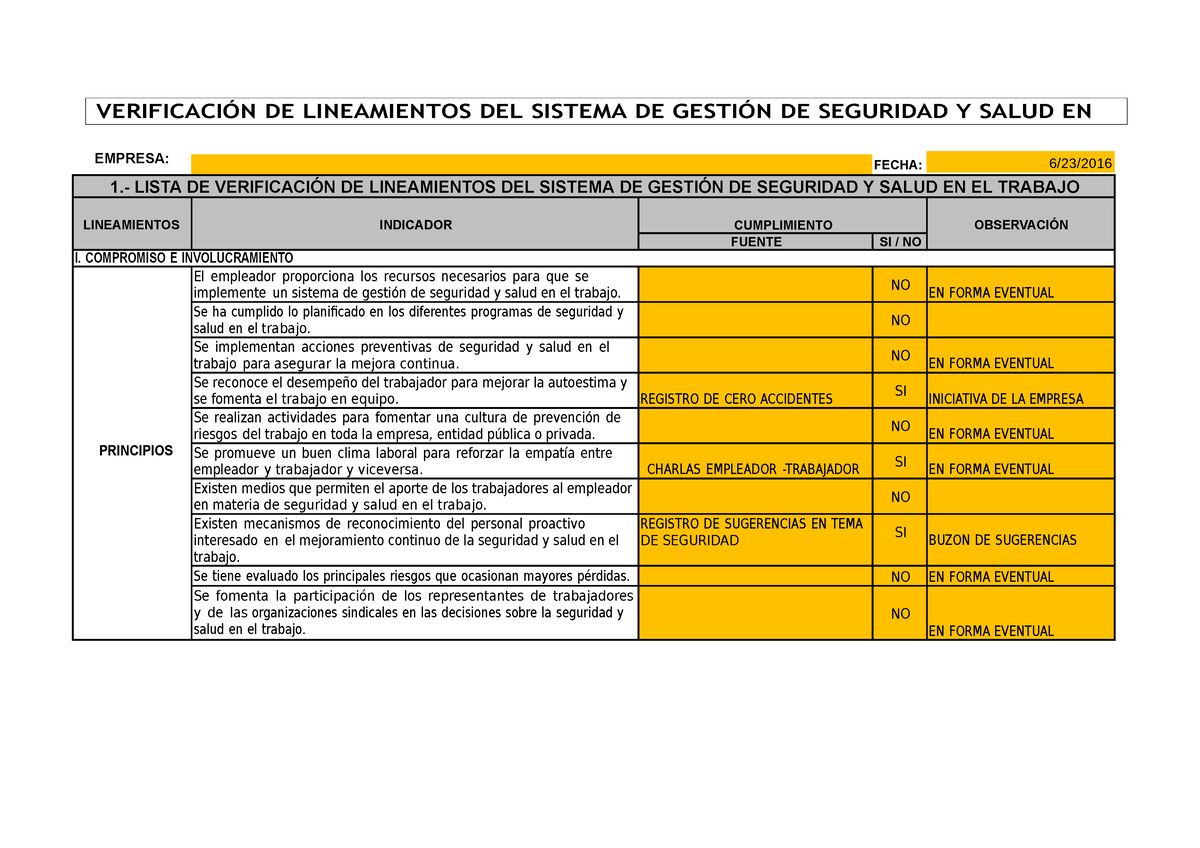 Ta De Verificacion De Lineamientos Del S VerificaciÓn De Lineamientos