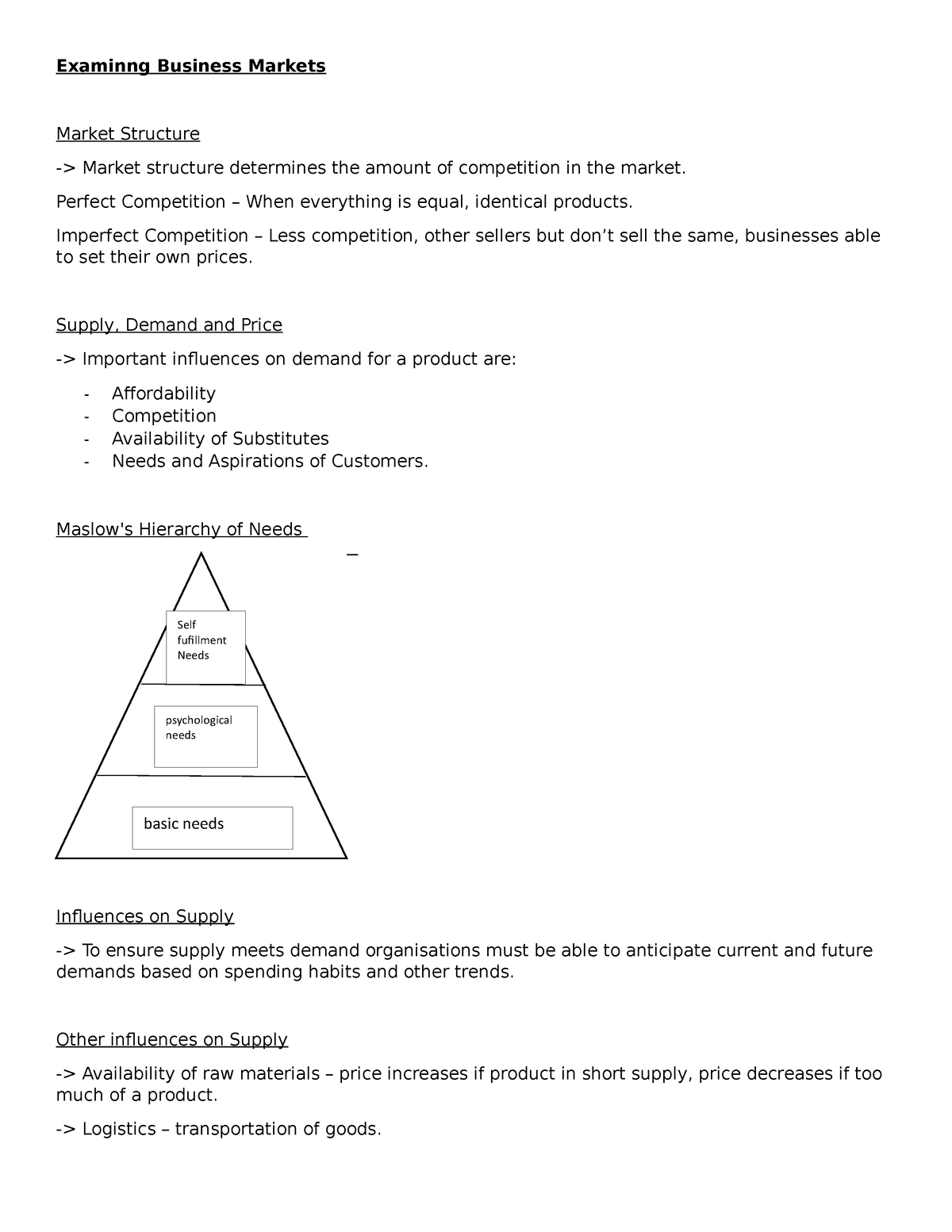 Pearson BTEC National Business Unit 1 - Examining Business Markets ...