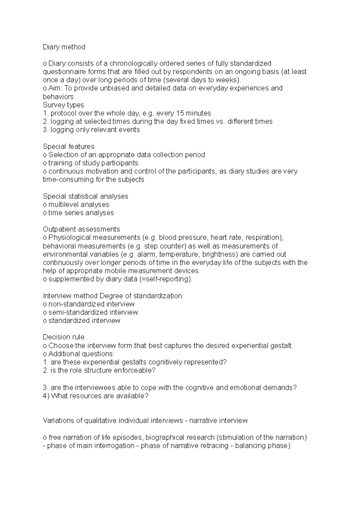 Diary method Cognitive Psychology Diary method o Diary consists of