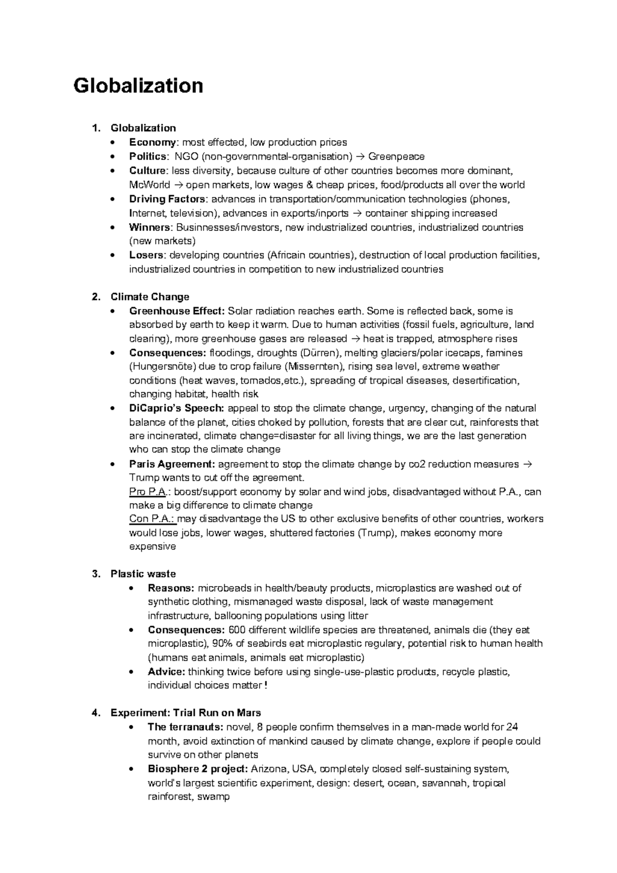 Globalization Zusammenfassung Globalization 1 Globalization Economy Most Effected Low Studocu