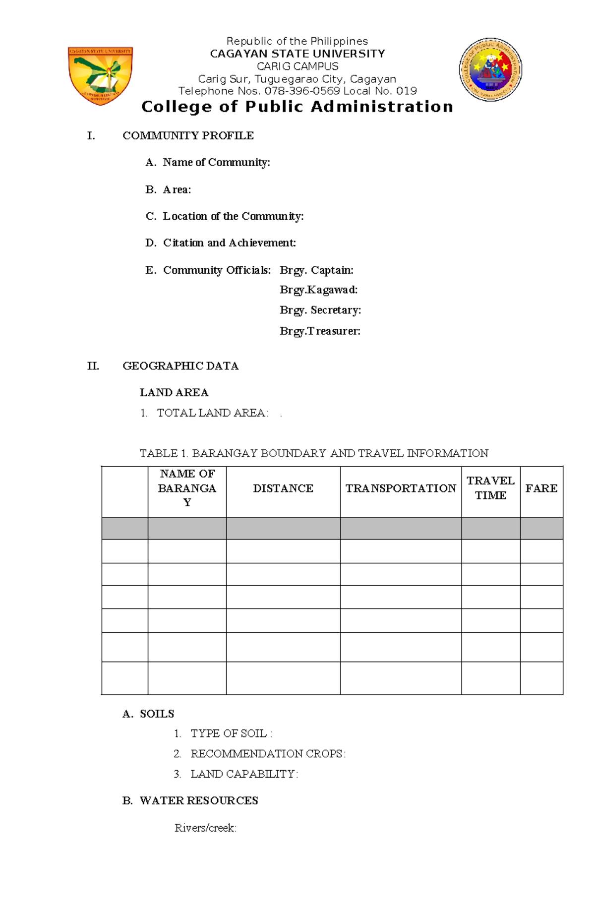 Community- Profile-TOOL - CAGAYAN STATE UNIVERSITY CARIG CAMPUS Carig ...