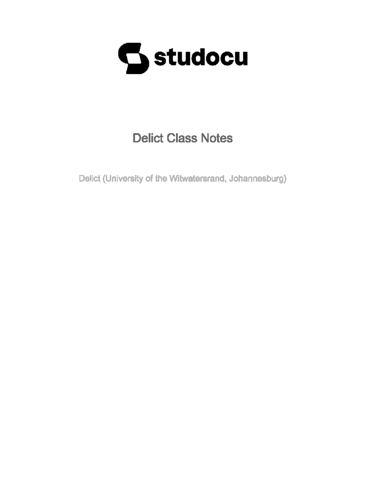 Delict Class Notes 3041 Studocu   Thumb 1200 1553 