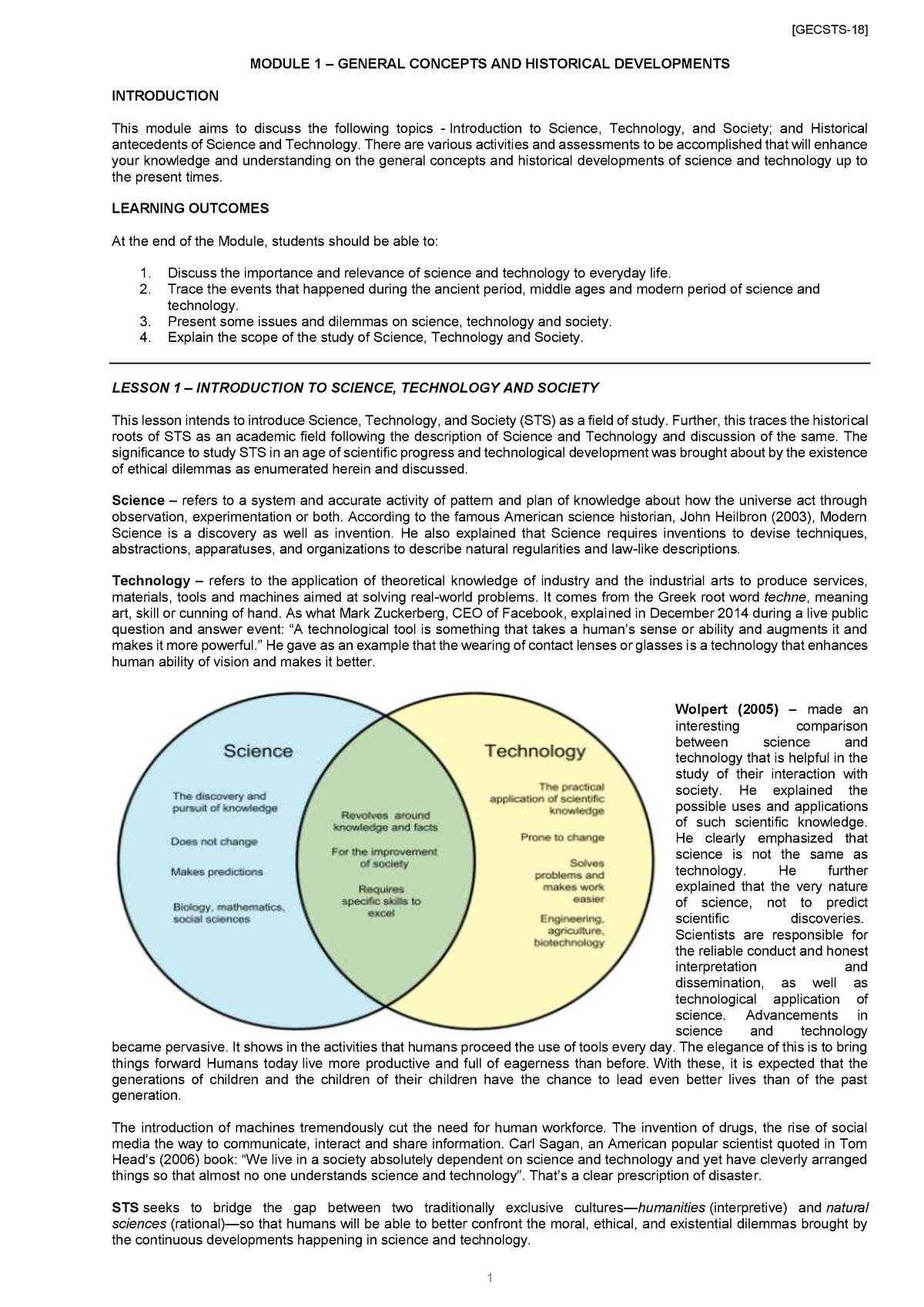  Gecsts 18 Module 1 STS MODULE 1 GENERAL CONCEPTS AND 