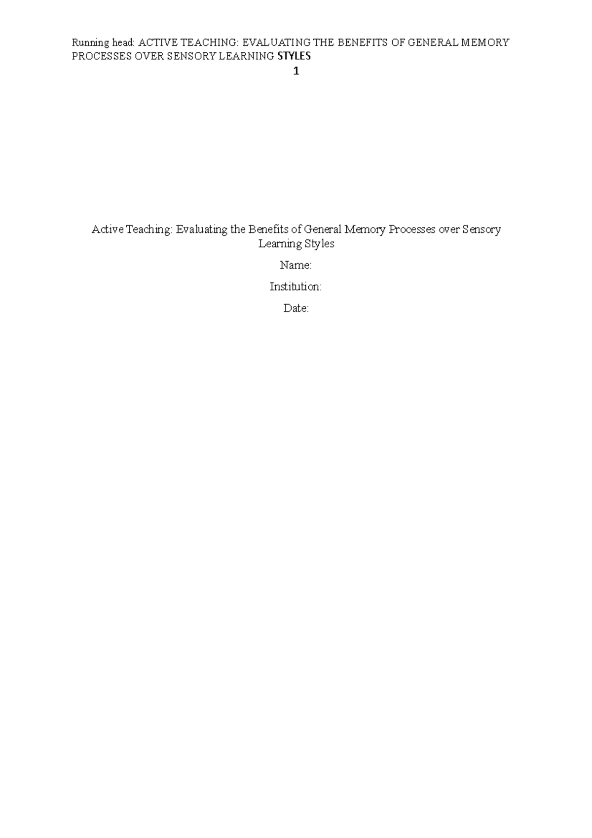 2 Educational Psychology APA sample research paper Running head