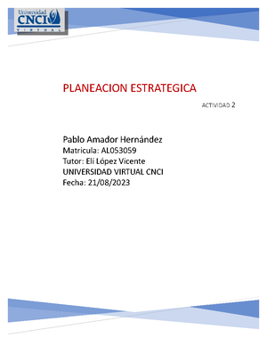 Actividad 1 planeacion estrategica - Planeacion estrategica ACTIVIDAD 1 ...