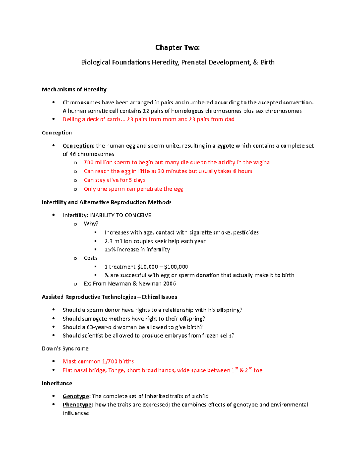 Psy 369 Chapter 2 Notes - Chapter Two: Biological Foundations Heredity ...