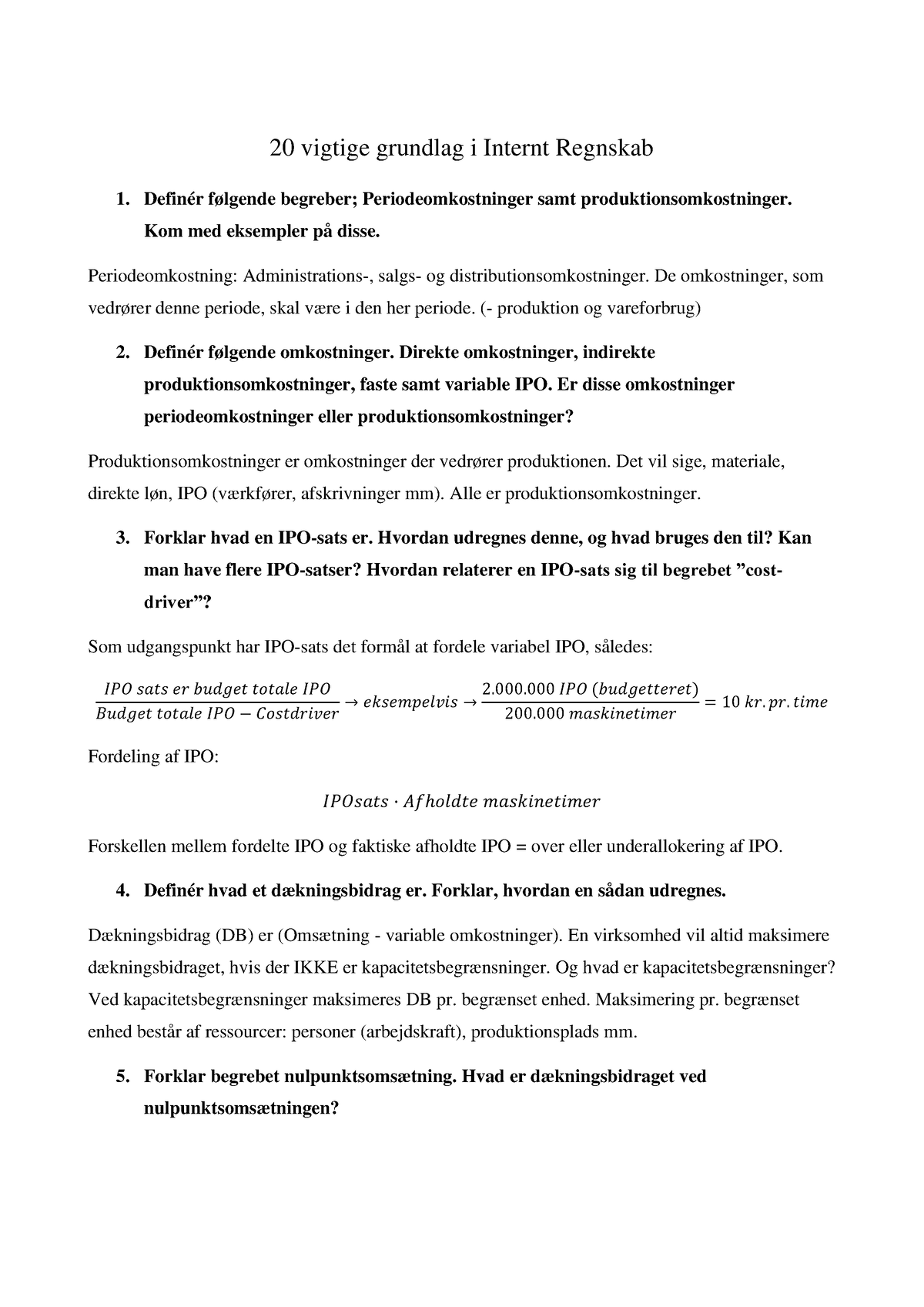 20 Vigtige Grundlag I Internt Regnskab - 20 Vigtige Grundlag I Internt ...