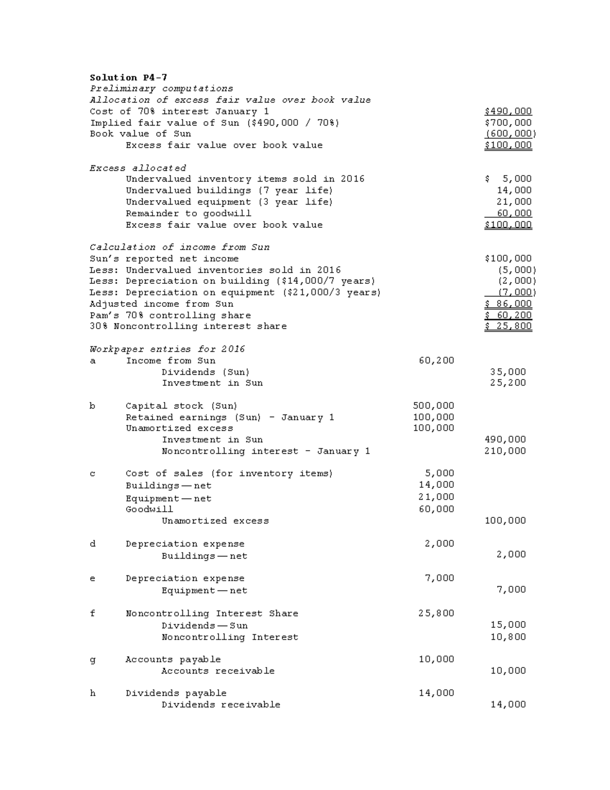 Exercises chapter 4 - Solution Preliminary computations Allocation of ...