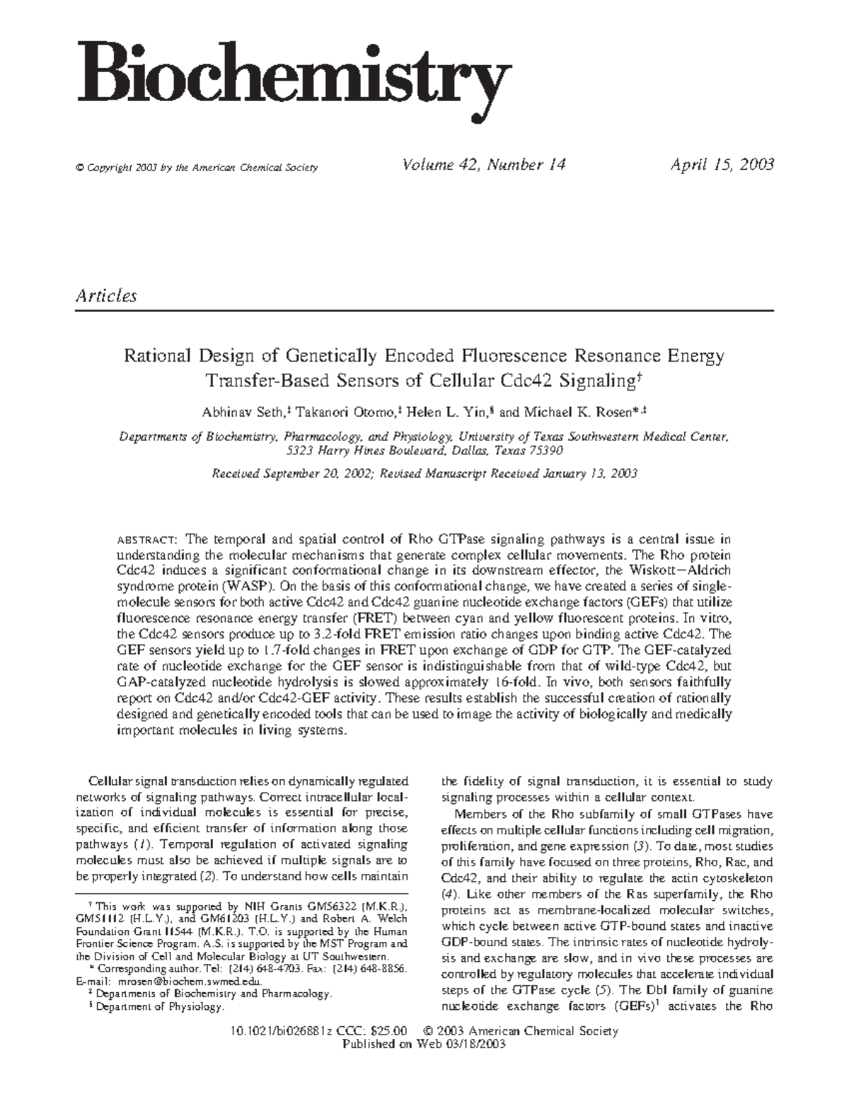 Rational Design Of Genetically Encoded Fluorescence Resonance Energy ...