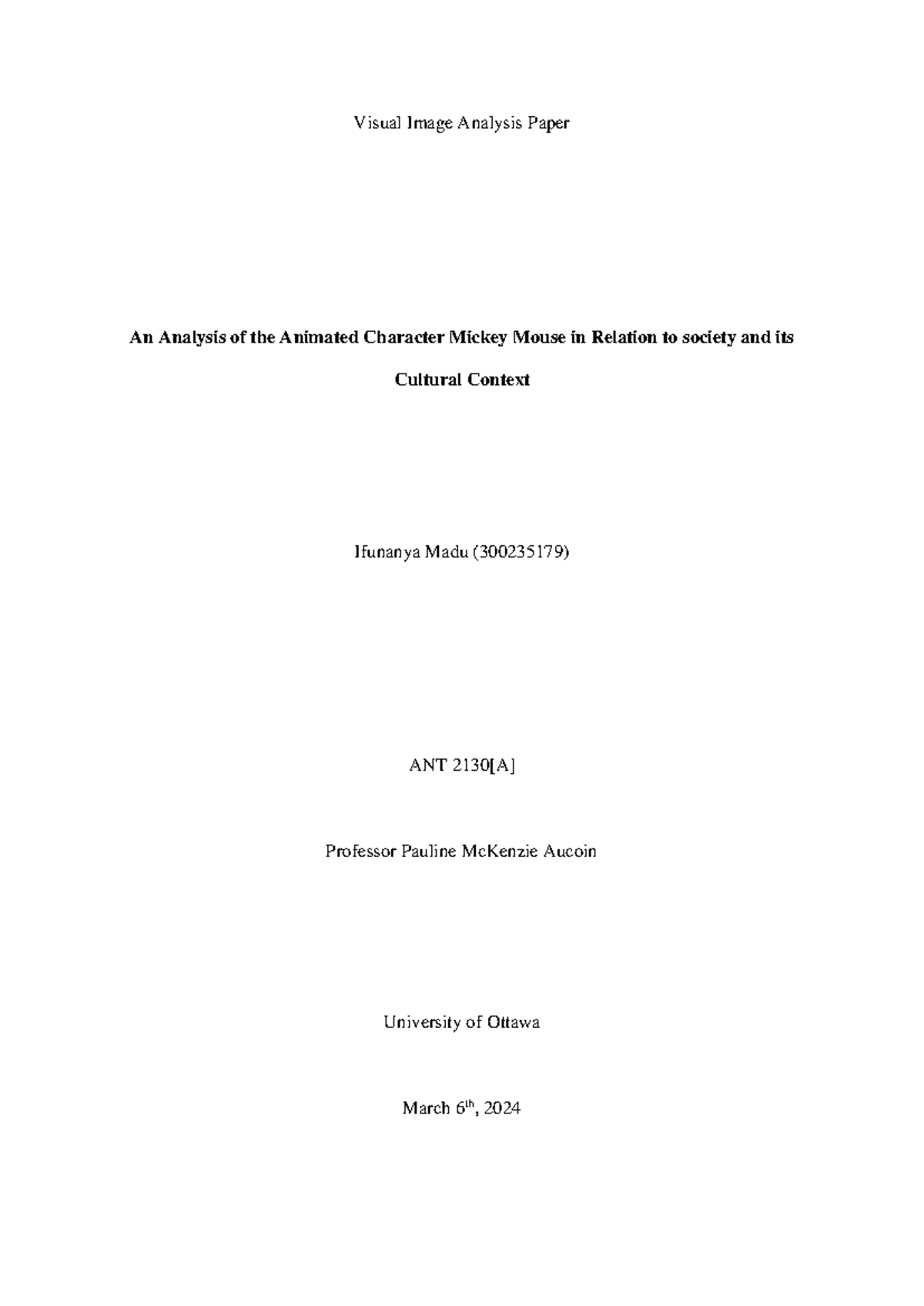 Visual Image Analysis - The character was created in the year 1928 ...