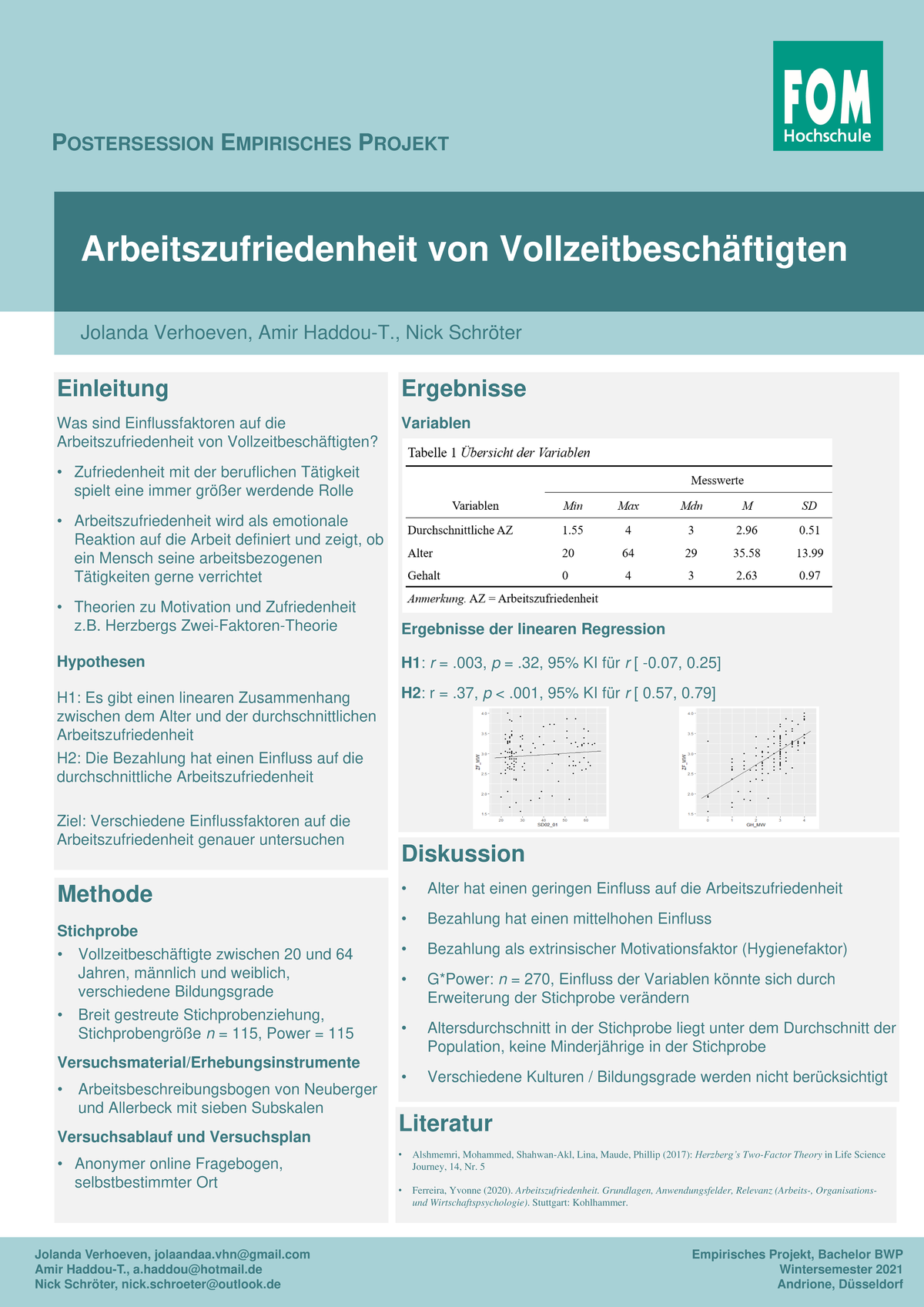 Poster Empirisches Projekt - Datenerhebung Arbeitszufriedenheit ...