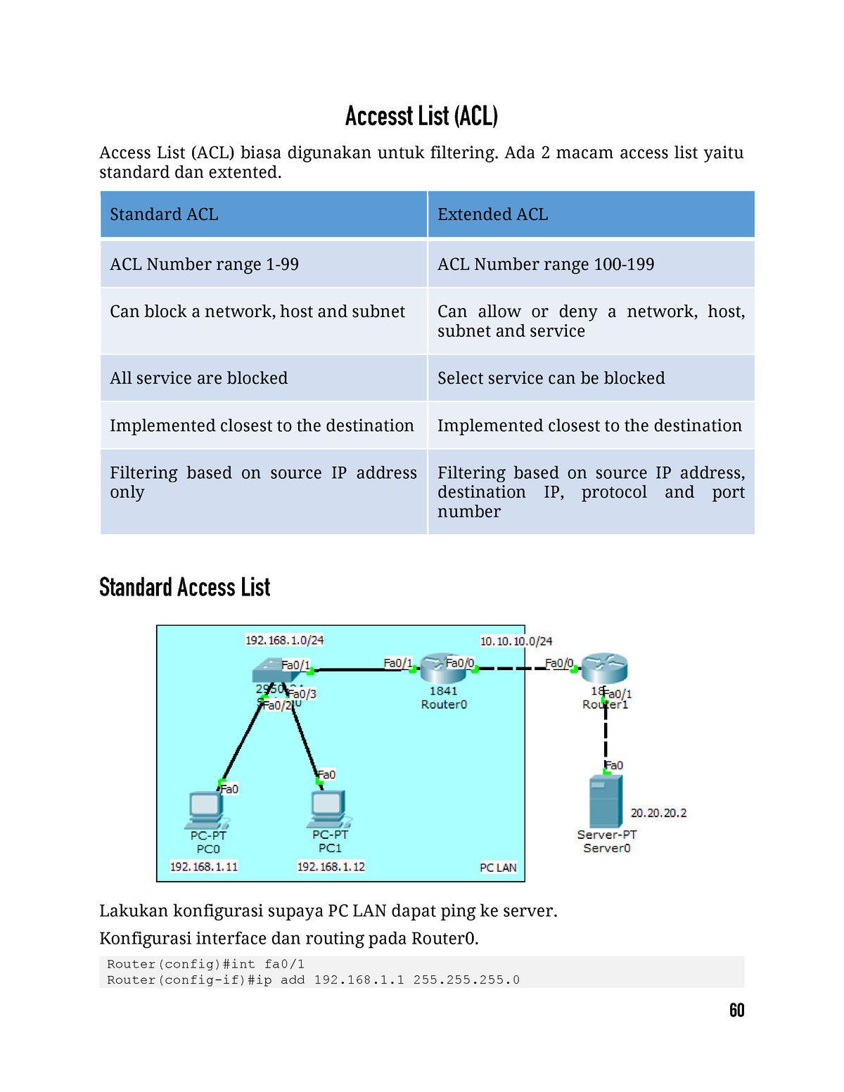 Praktikum ACL Dan NAT Cisco - Access List (ACL) Biasa Digunakan Untuk ...