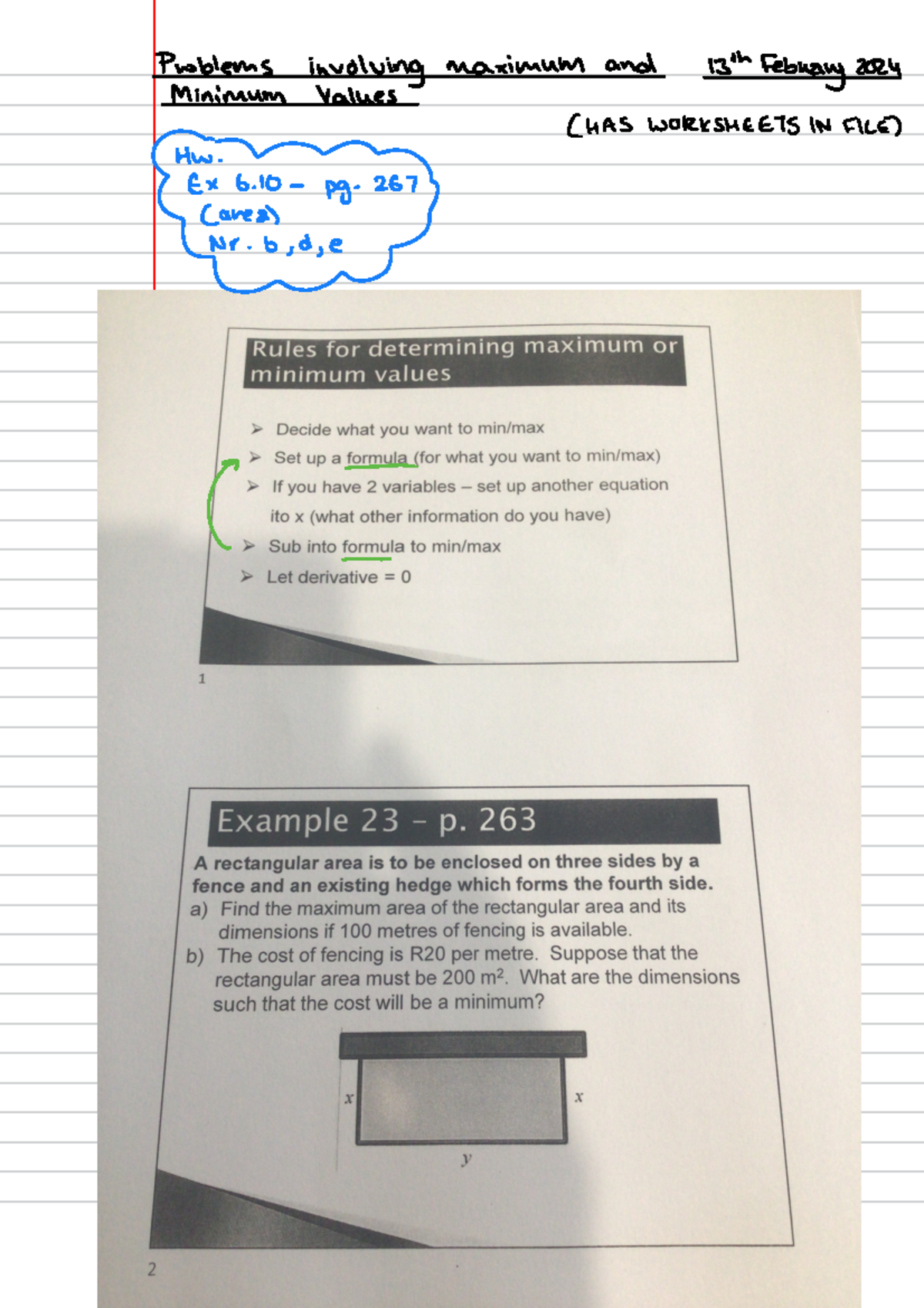 Problems Involving Maximum AND Minimum Values - Studocu