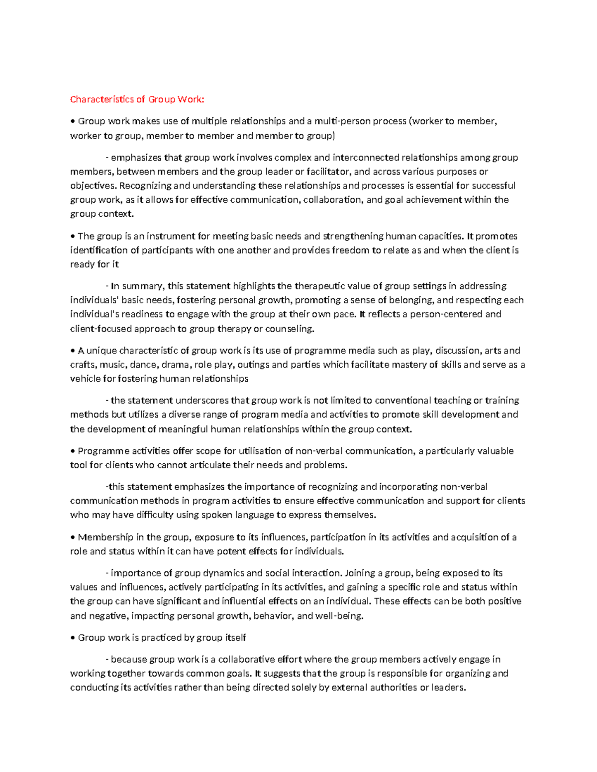 SW13 Characteristics of Group Work - Characteristics of Group Work ...