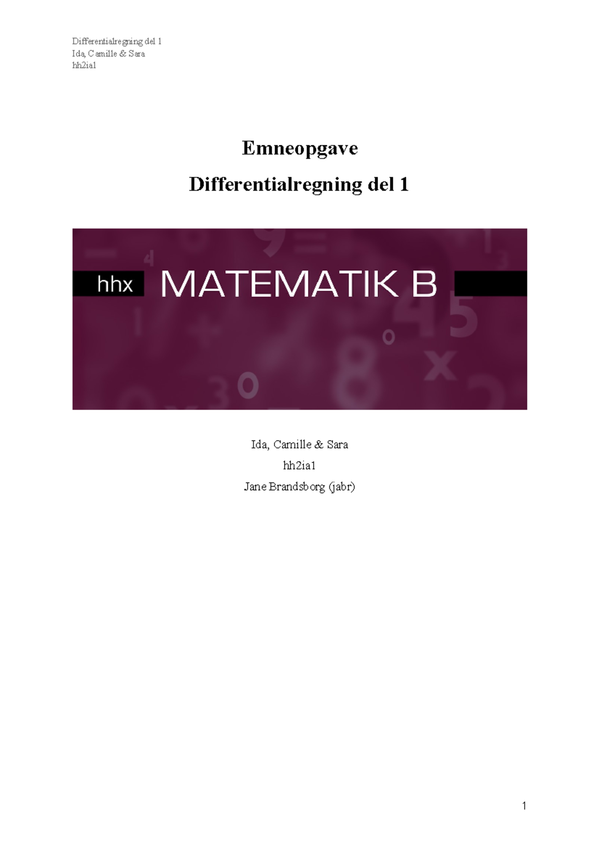 Emneopgave Differentialregning 2021 - Ida, Camille & Sara Hh2ia ...