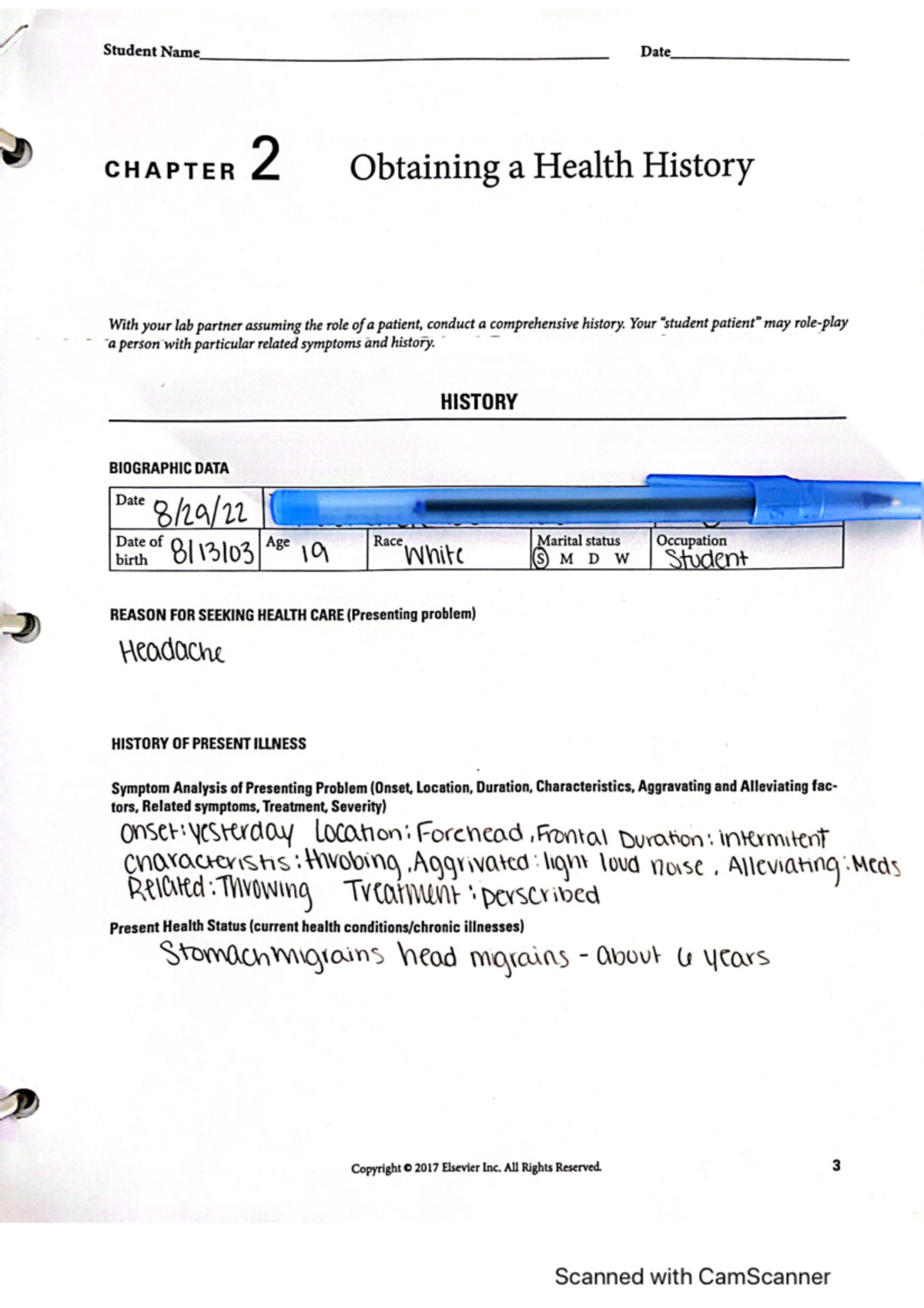 nursing-obtaining-health-history-student-name-date-chapter-2