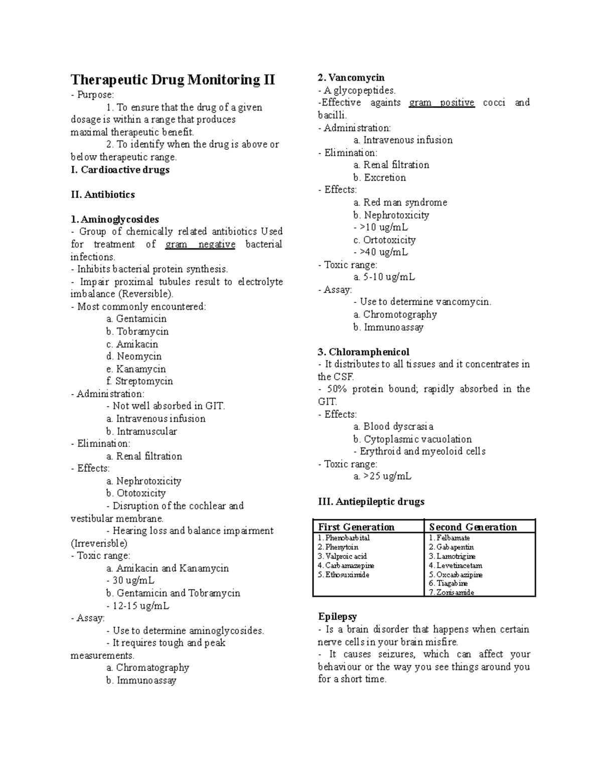 TDM II and Drug testing - Therapeutic Drug Monitoring II Purpose: To ...