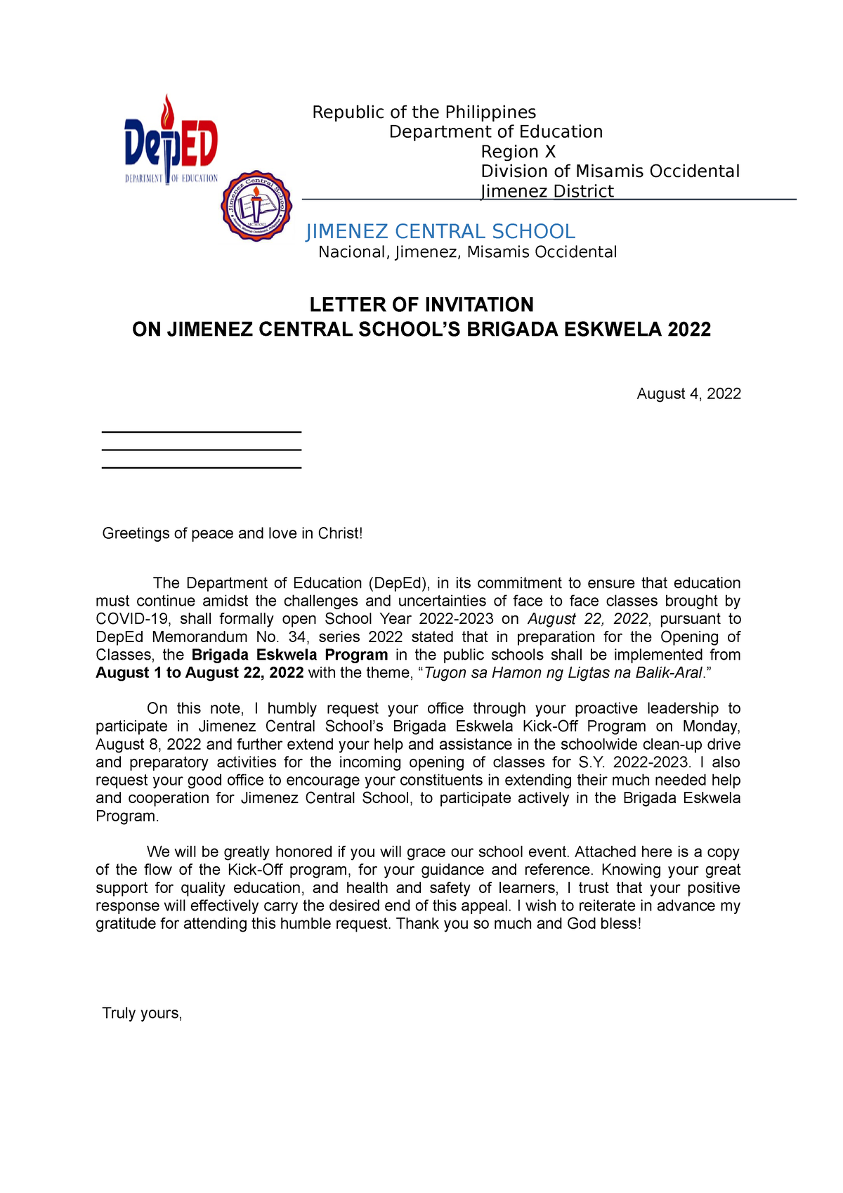 Letter Of Invitation Brigada Eskwela Republic Of The Philippines   Thumb 1200 1698 