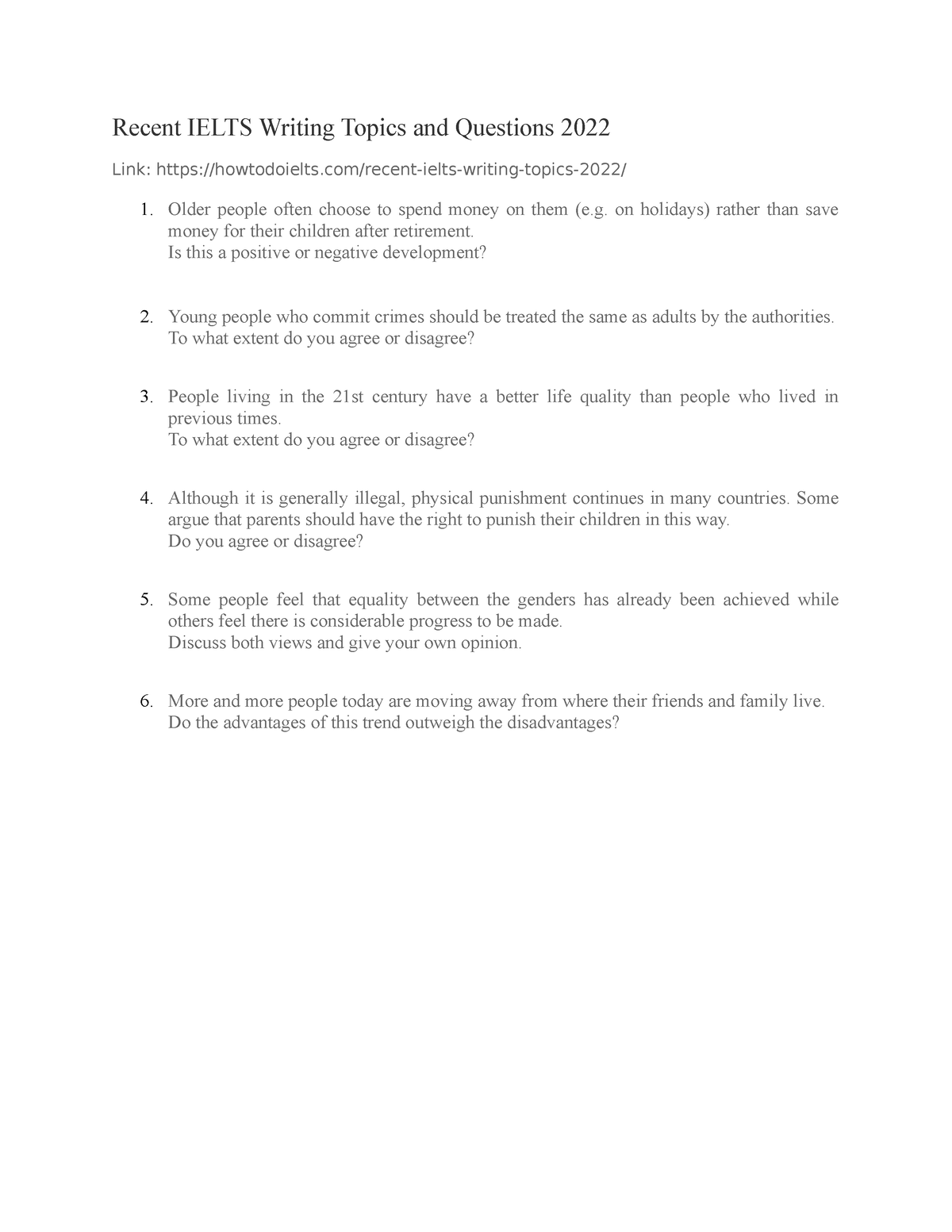 recent essay topics ielts 2022