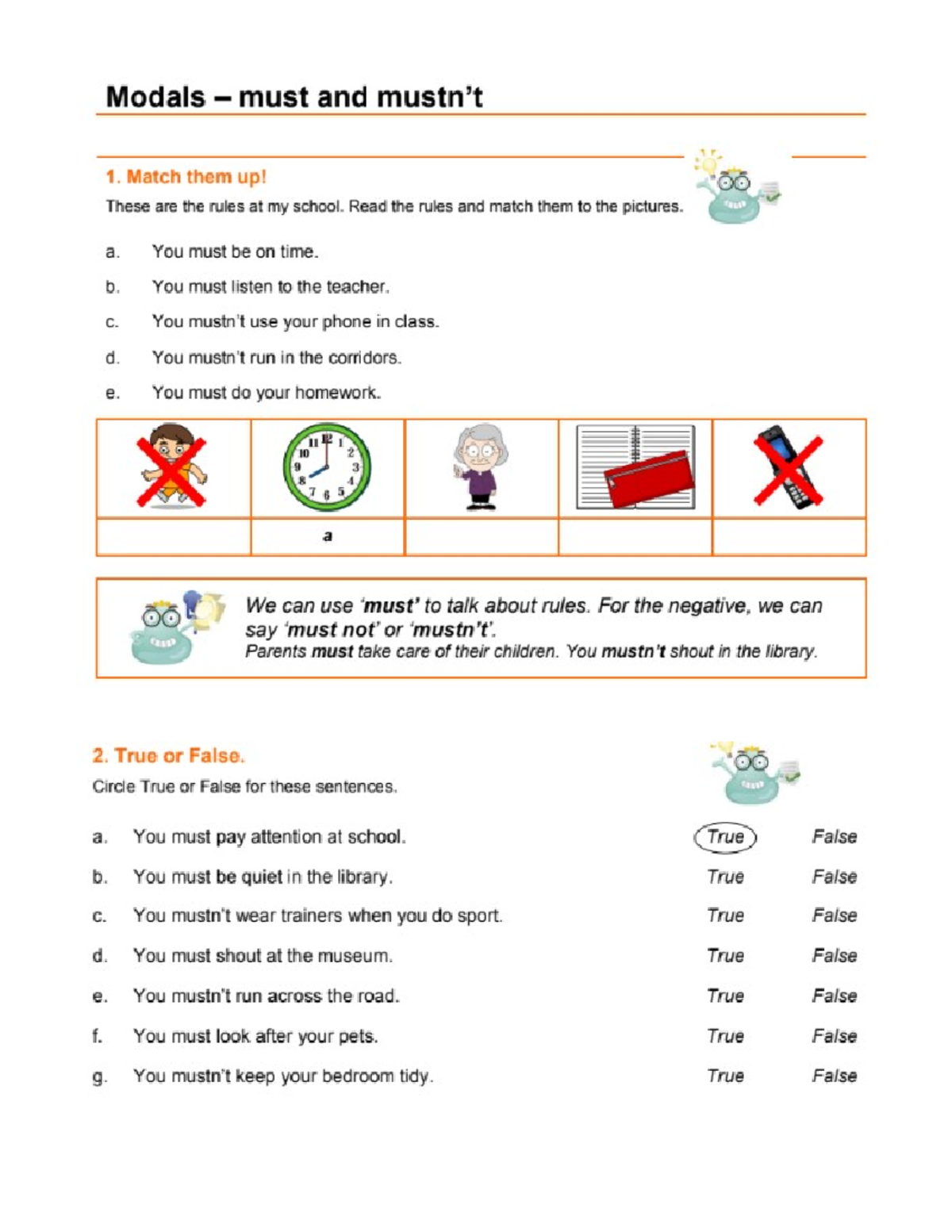 Must - Mustn't - Grammar for grade 5 - Grade 5 - Studocu