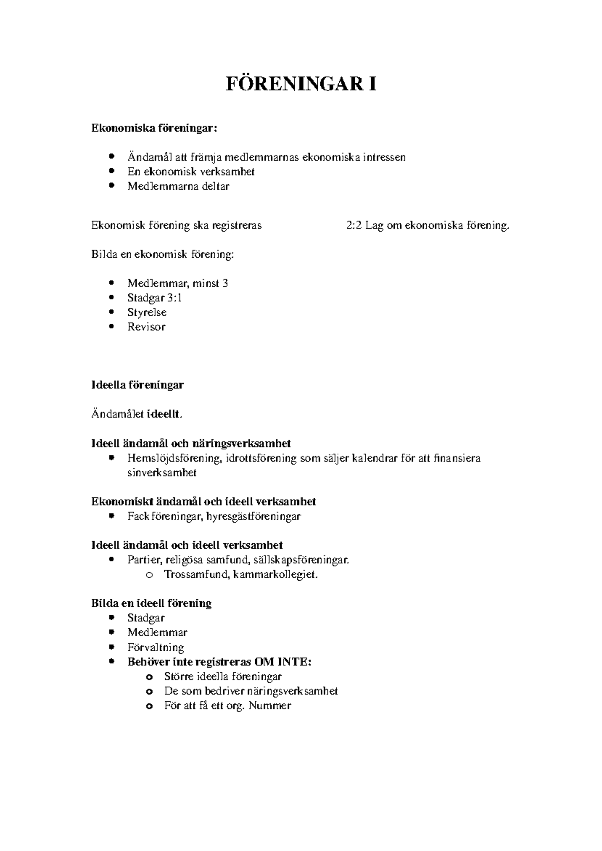 Ekonomiskratt Foreningar I Studocu