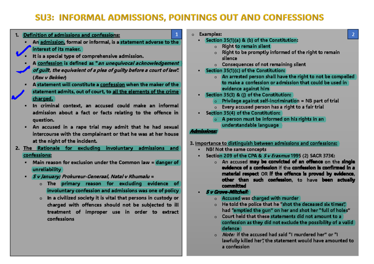 SU3 - Informal admissions, pointings out and confessions - 1 ...