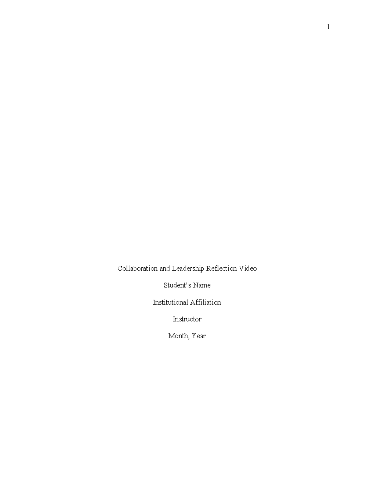 626819668 Collaboration and Leadership Reflection Video - Collaboration ...