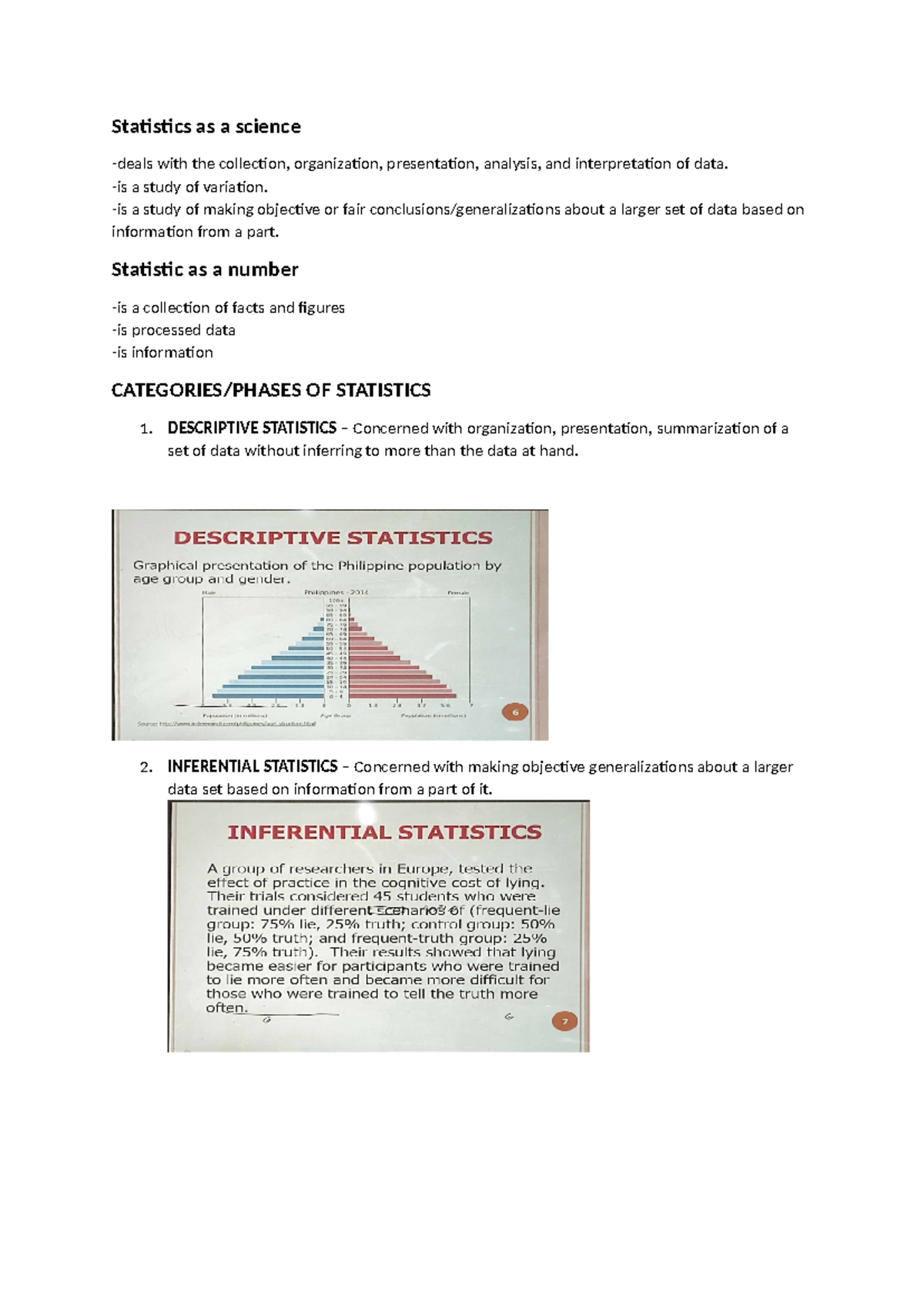 Statistics as a science - Statistics as a science ####### -deals with ...