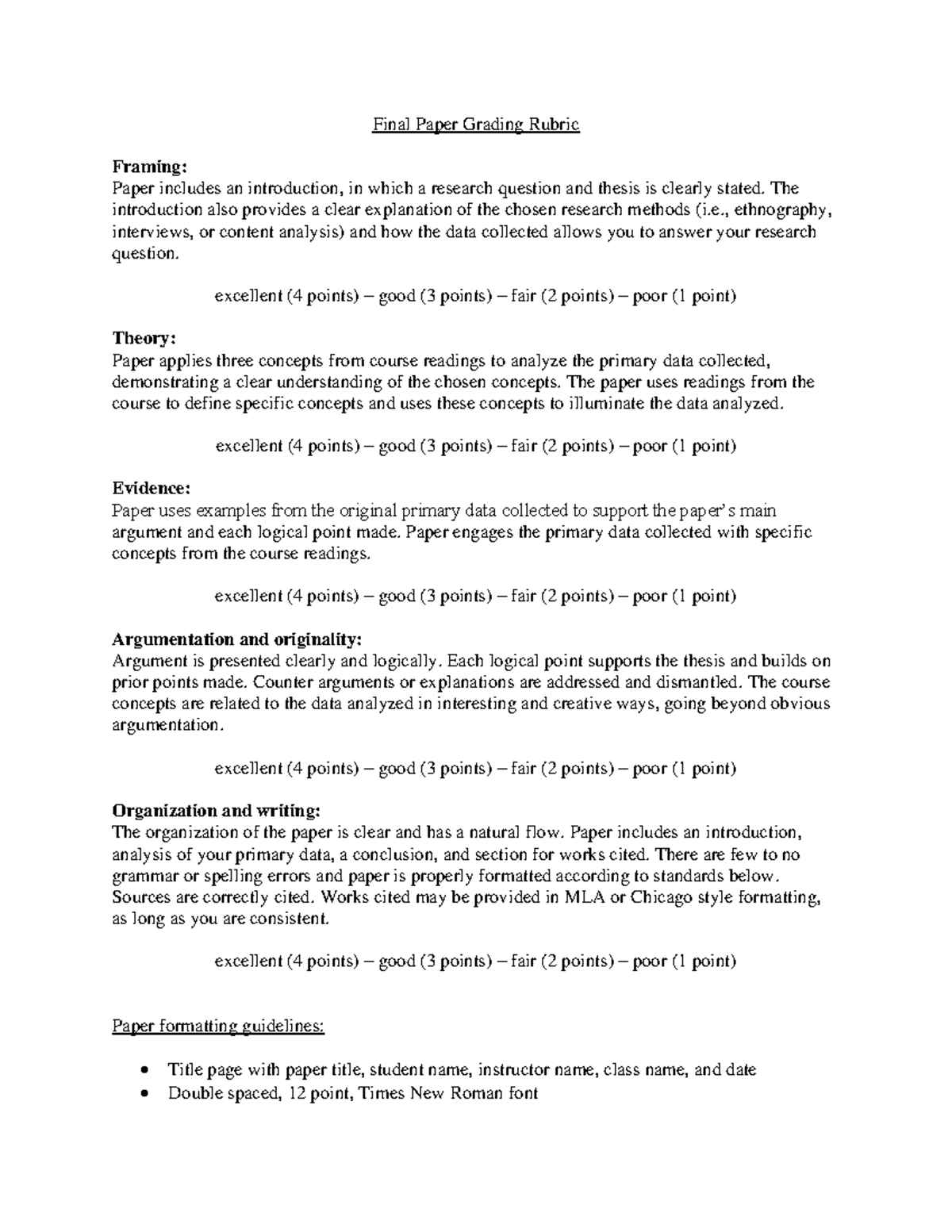 Sociology Of Gender And Sexuality Final Paper Grading Rubric Final Paper Grading Rubric 9140