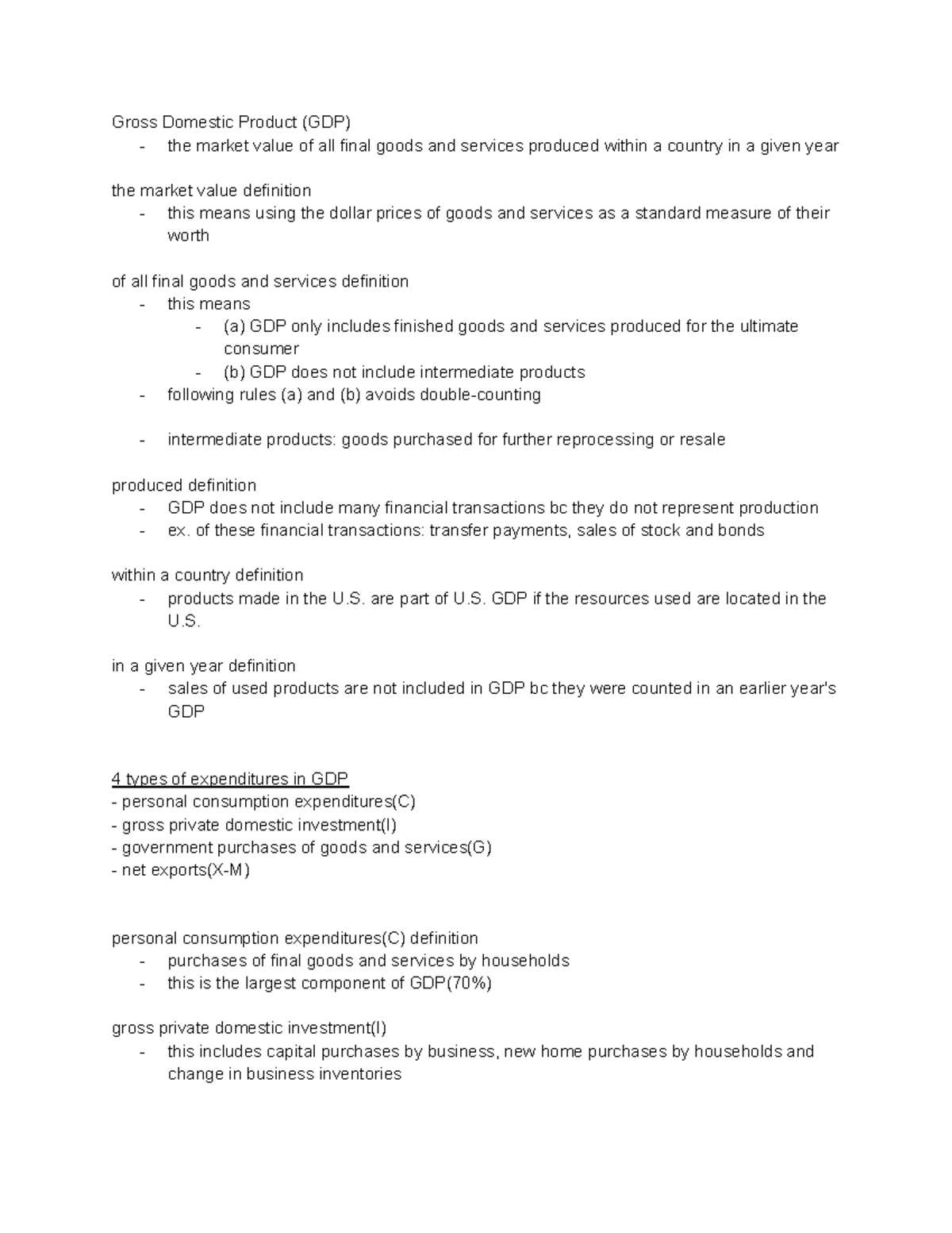 Chapter 10 - GDP and economic growth - Gross Domestic Product (GDP ...