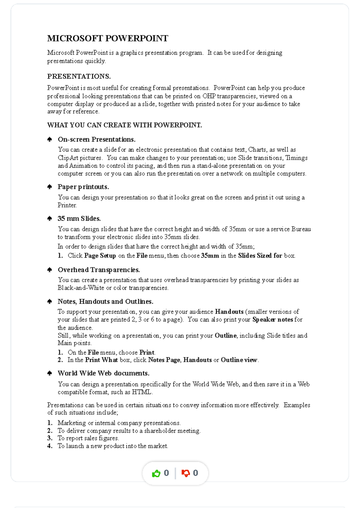 MS-Power Point notes - MICROSOFT POWERPOINT Microsoft PowerPoint is a ...