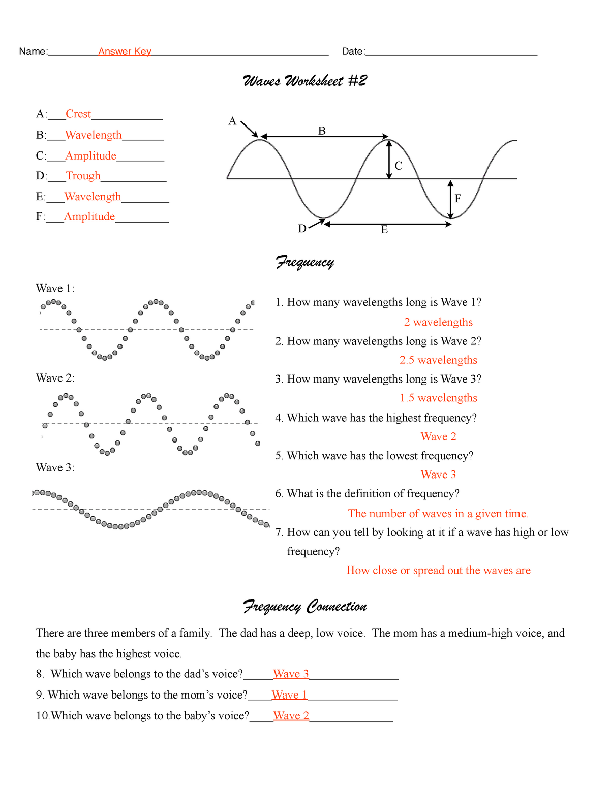 21 wave worksheet answer pdf - Waves Worksheet A Throughout Waves Worksheet 1 Answers
