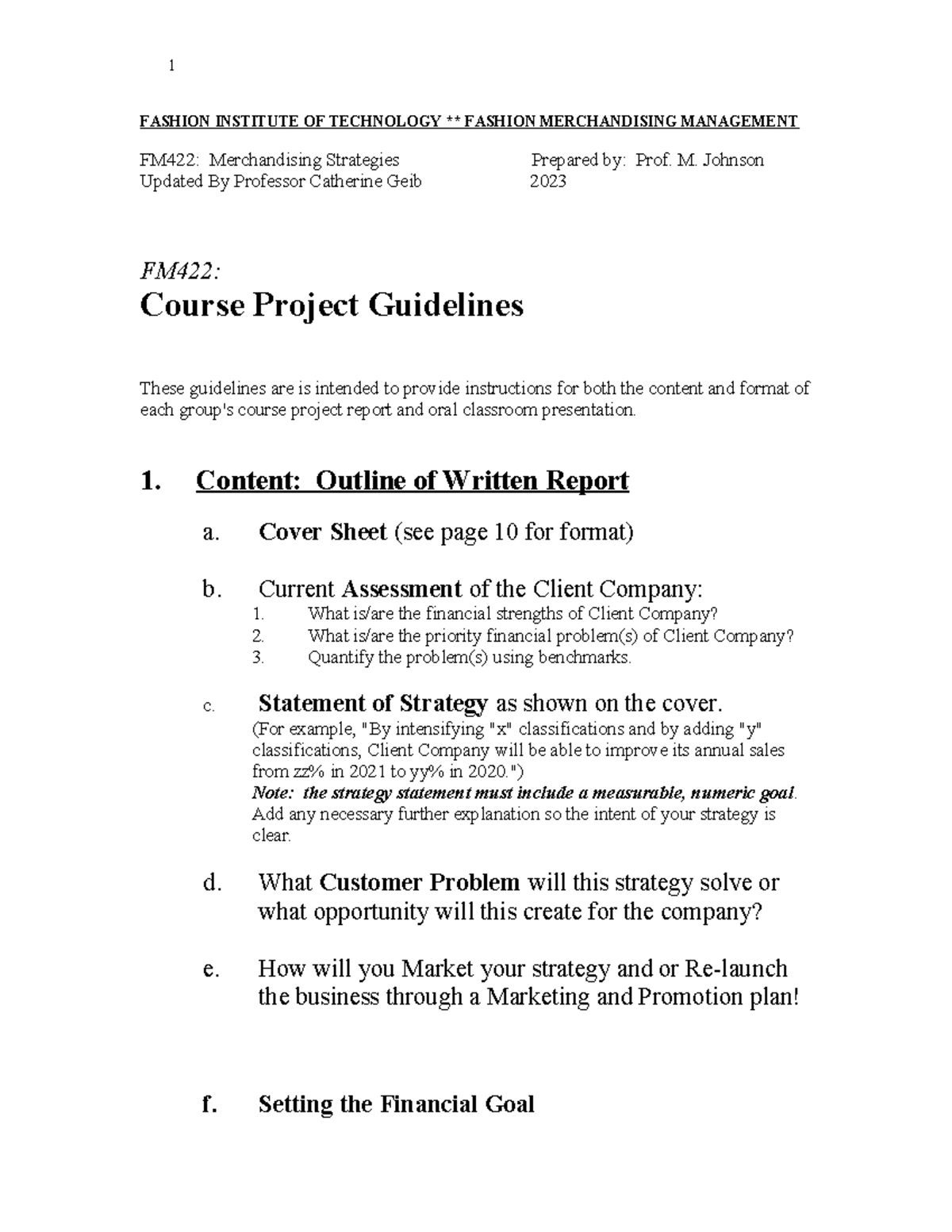 FM422 Course Project guidelines 2023 final(1) - FASHION INSTITUTE OF ...