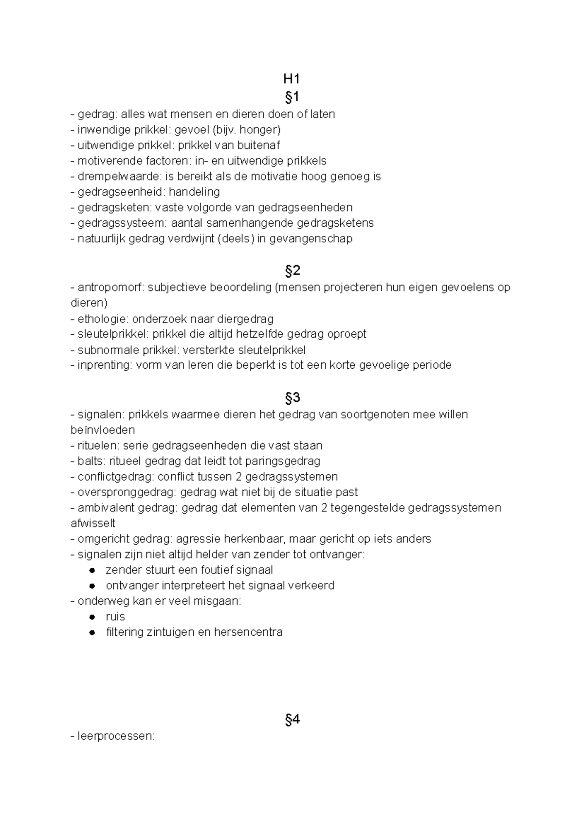 Biologie Nectar Vwo 4 H1 & H2 - H § Gedrag: Alles Wat Mensen En Dieren ...