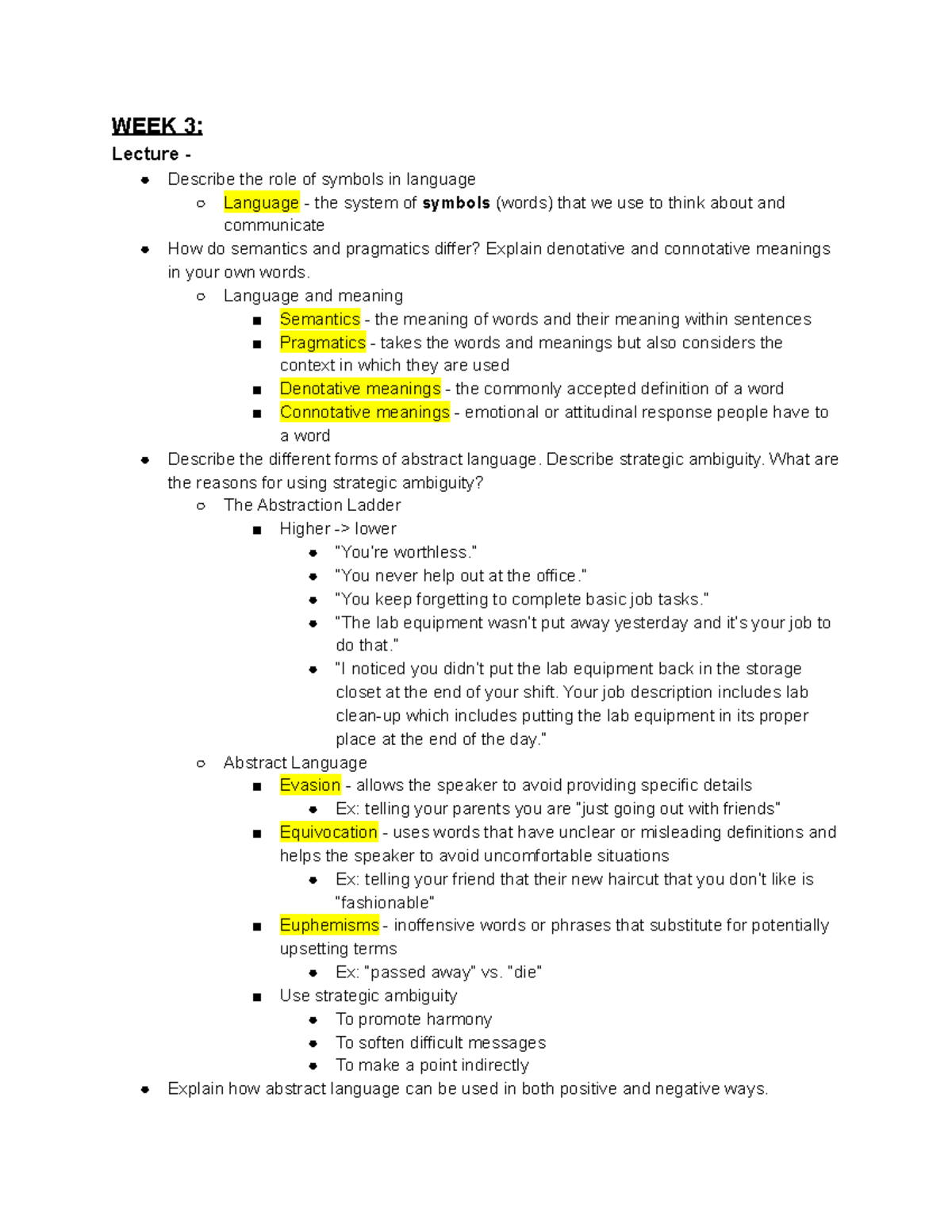 CMN Week 3 - Lecture notes Week 3 - WEEK 3: Lecture - Describe the role ...