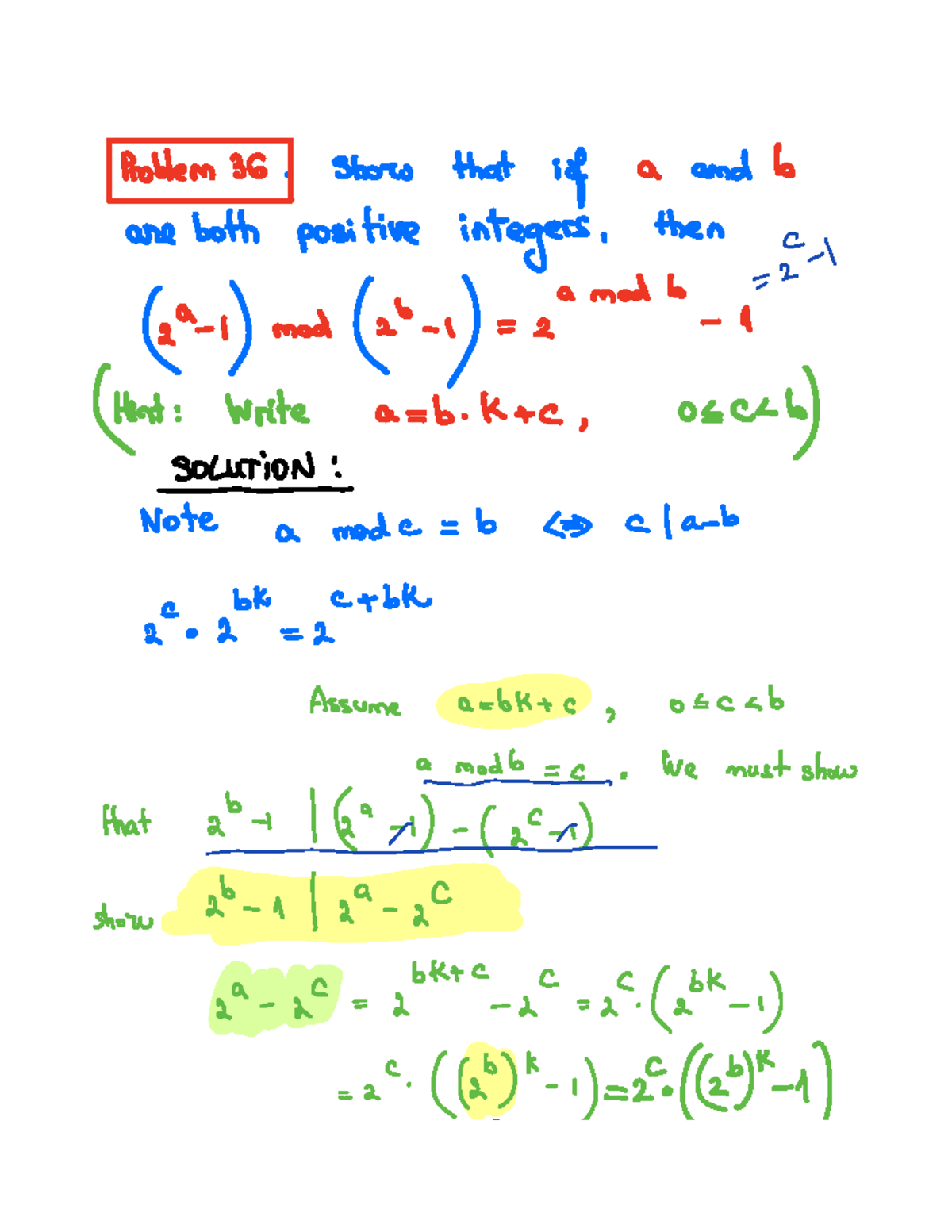 Solutions 9 - Homework - Problem 36 show that if a and b are both ...