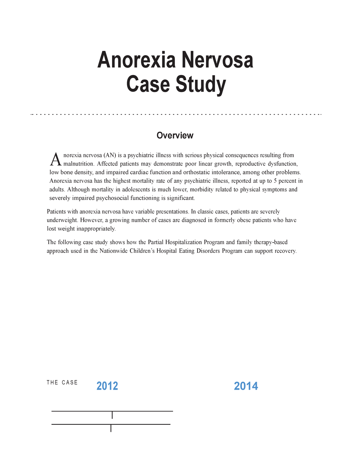 case study of someone with anorexia