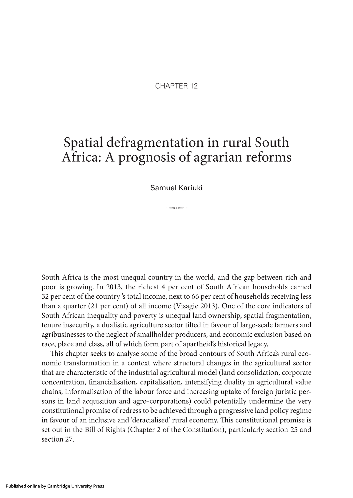 Spatial defragmentation in rural south africa a prognosis of agrarian ...