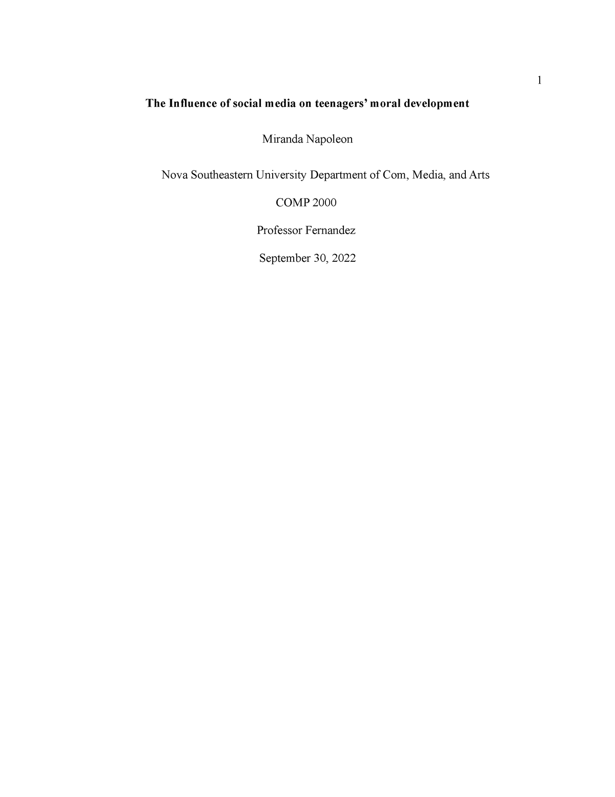 Observation Report Miranda Napoleon - The Influence of social media on ...