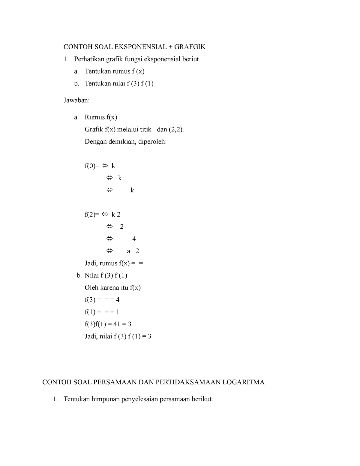 Contoh SOAL Eksponensial - CONTOH SOAL EKSPONENSIAL + GRAFGIK ...