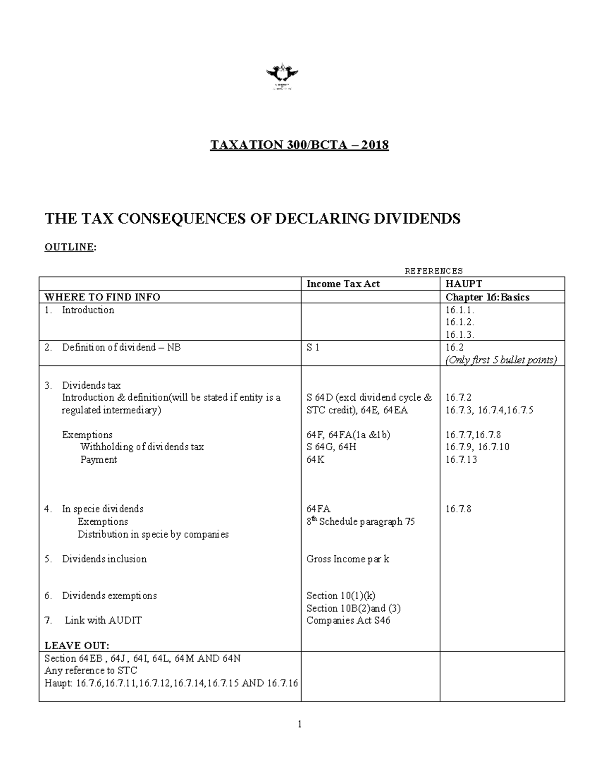 Dividends tax module - WERGHTG - TAXATION 300/BCTA – 2018 THE TAX ...