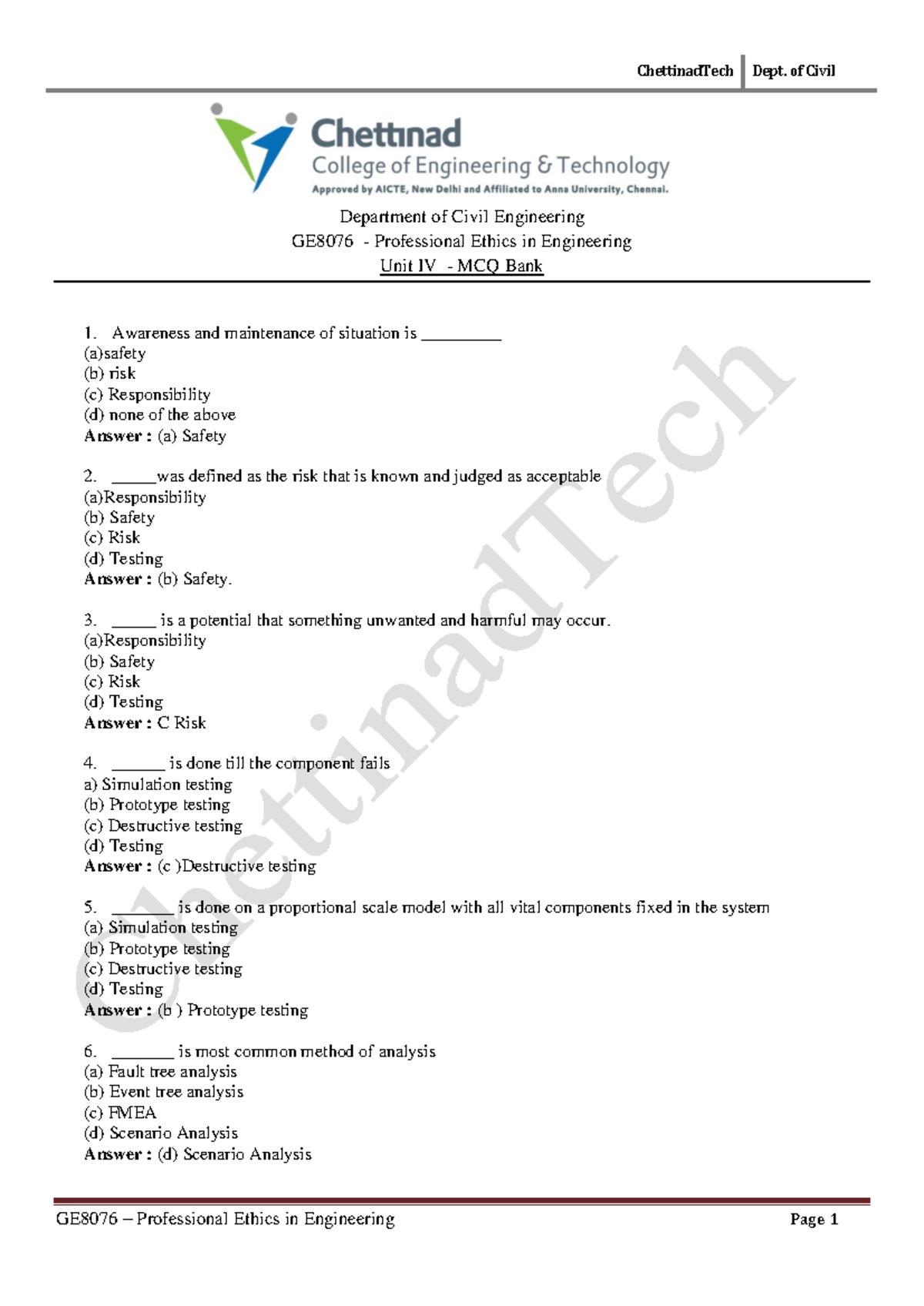 GE8076 pee unit4 - MCQ'S - Department of Civil Engineering GE8076 ...
