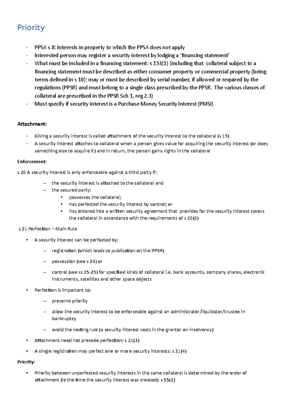 PPSA Priority Notes - Priority PPSA s 8: Interests in property to which ...