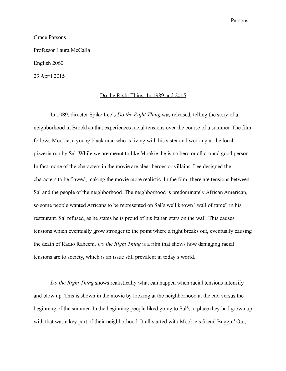 Do The Right Thing Analytical Essay